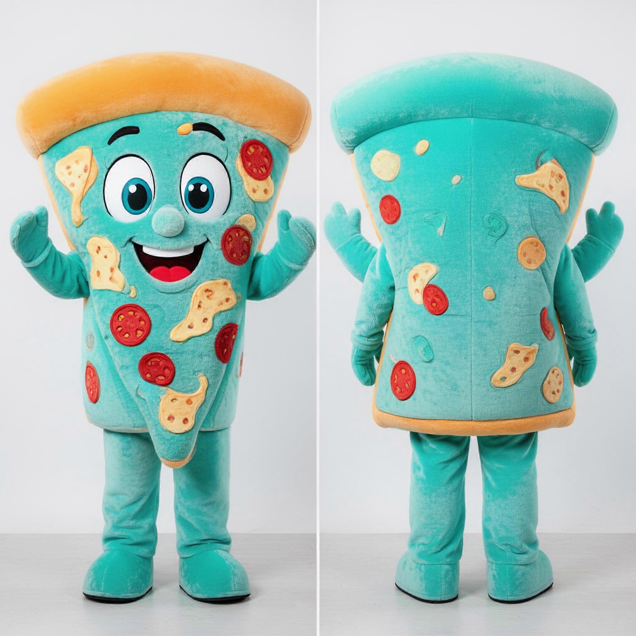 MASTICOT Turquoise Playful Pizza Slice Mascot