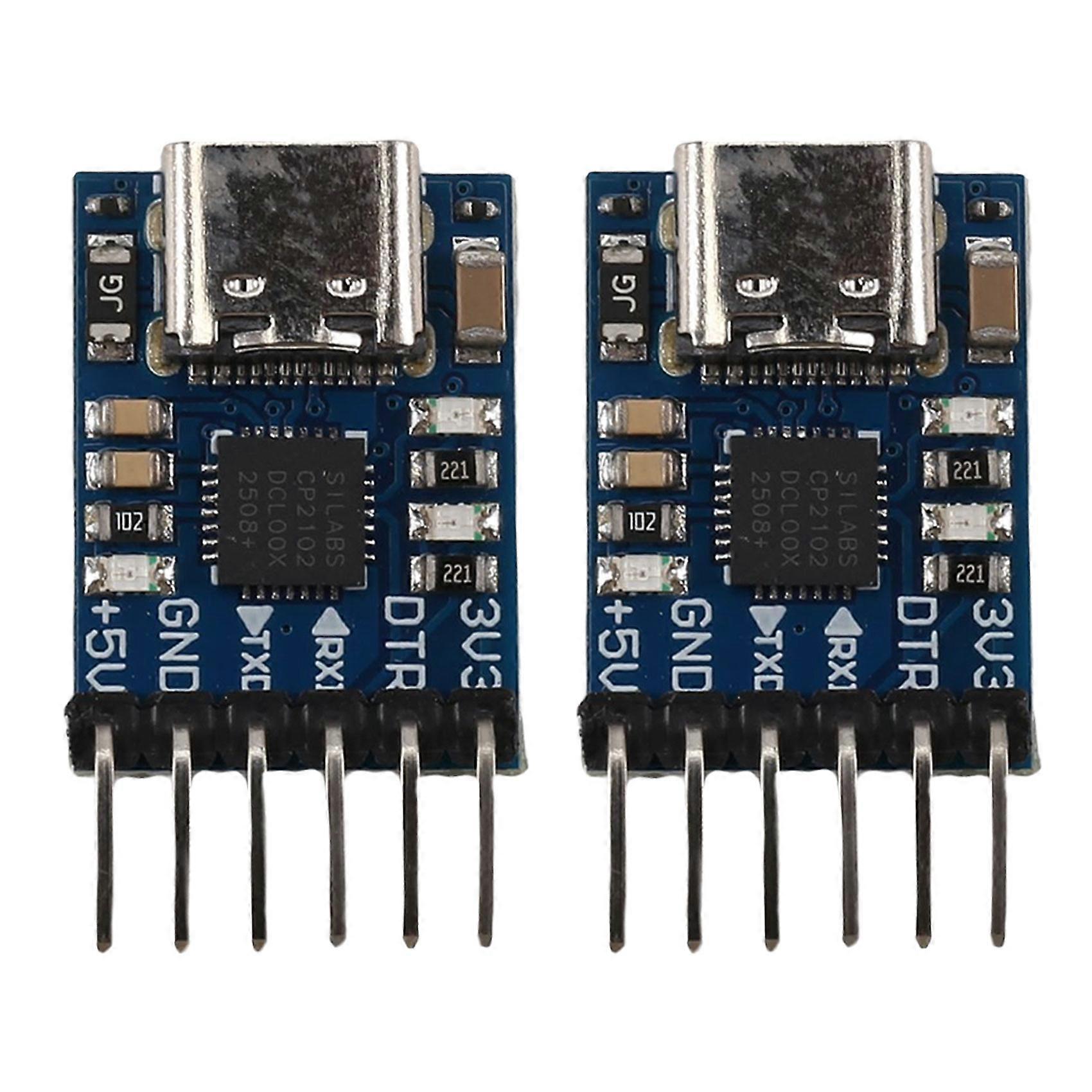 2PCs CP2102 USB to TTL Serial Module UART STC Downloader Adapter for MCU Debugging Programming Linux Windows TYPE-C