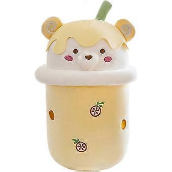Bubble Tea Plush Pillow Cute Stuffed Bear Plushie Cylindrical Milk Tea Cup Hugging Pillow Christmas OCD
