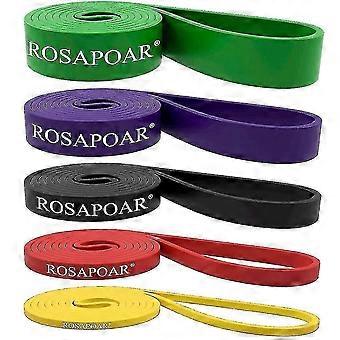 Set di 5 fasce di resistenza per trazioni, per esercizi di supporto, per fitness, forza, sollevamento pesi e powerlifting - Stretching, mobilità assistita