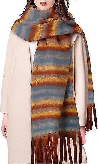 Chunky Plaid Tasseled Winter Scarf