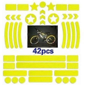 42 Pieces Reflective Stickers for Bike Helmet, Self-Adhesive Reflective Tape, Reflective Stickers for Bicycles, Reflective Stickers for Scooter (Yello