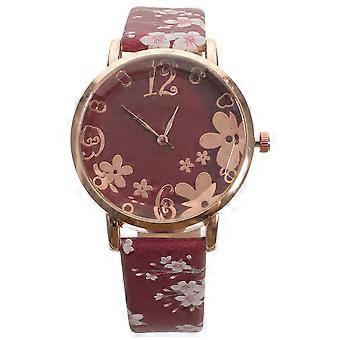 Elegant Ladies Quartz Watch Durable Wrist Watch for Girls in Red Alloy