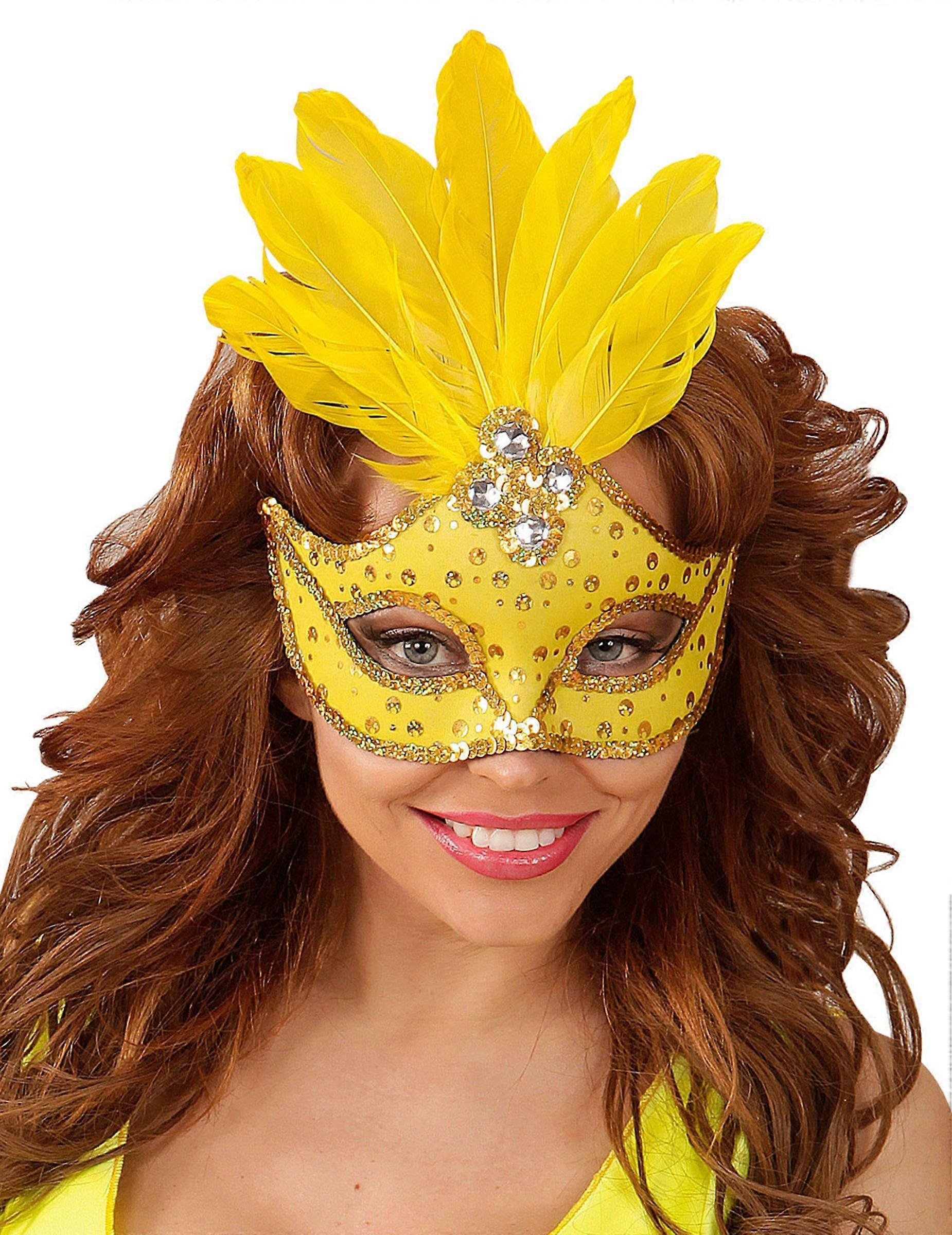 Yellow wolf with feathers woman