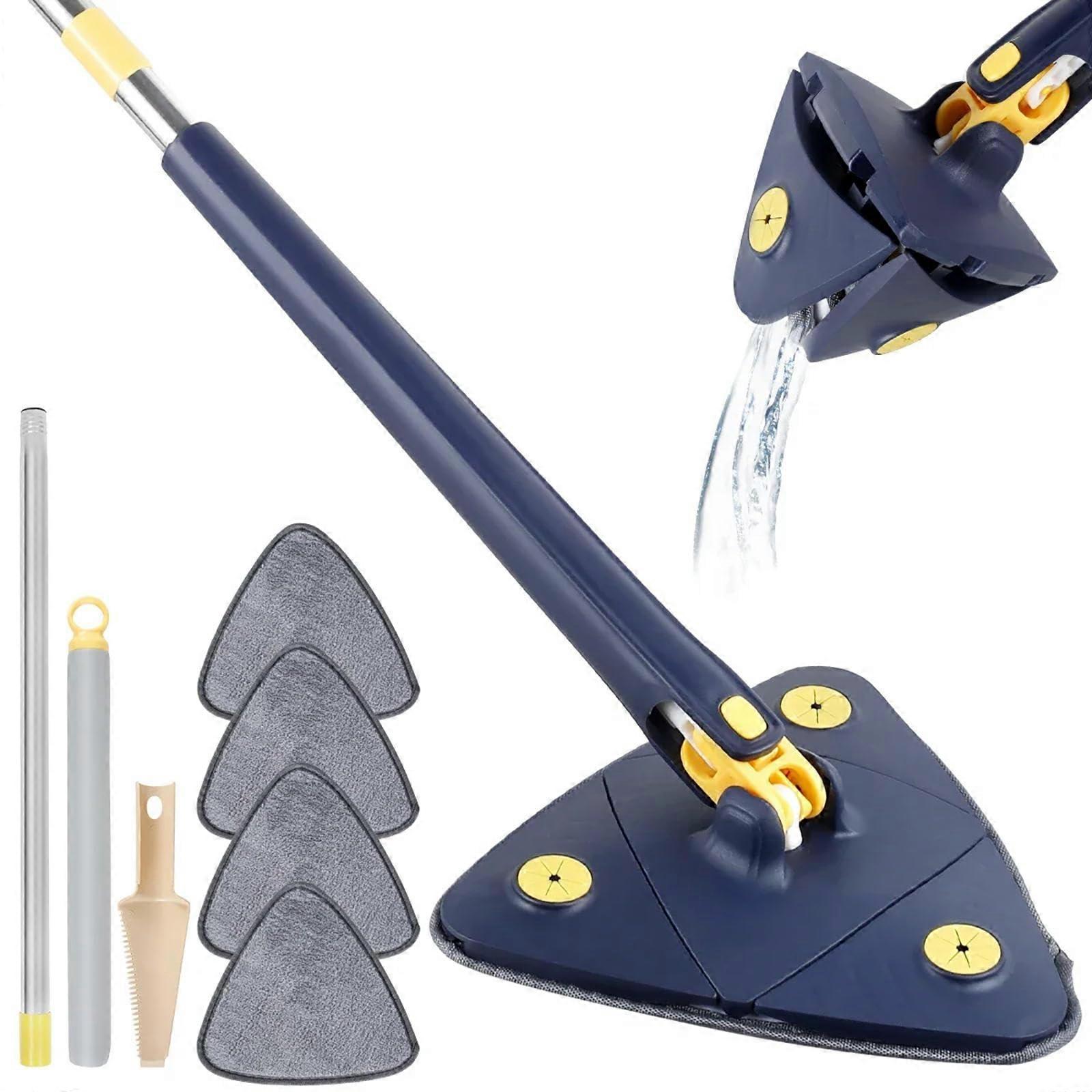 Triangle Mop for Corner Cleaning, 360 Rotatable Microfiber Floor Mop with SelfWringing Flat Design