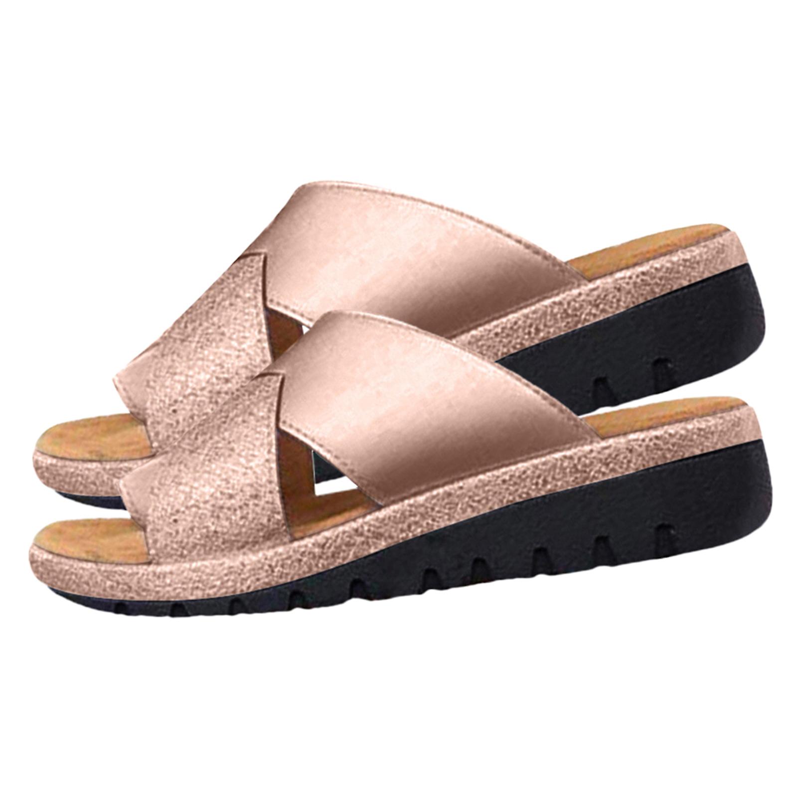 Women Chic Sandals Pure-color Slippers Open Toe Breathable For Summer Beach