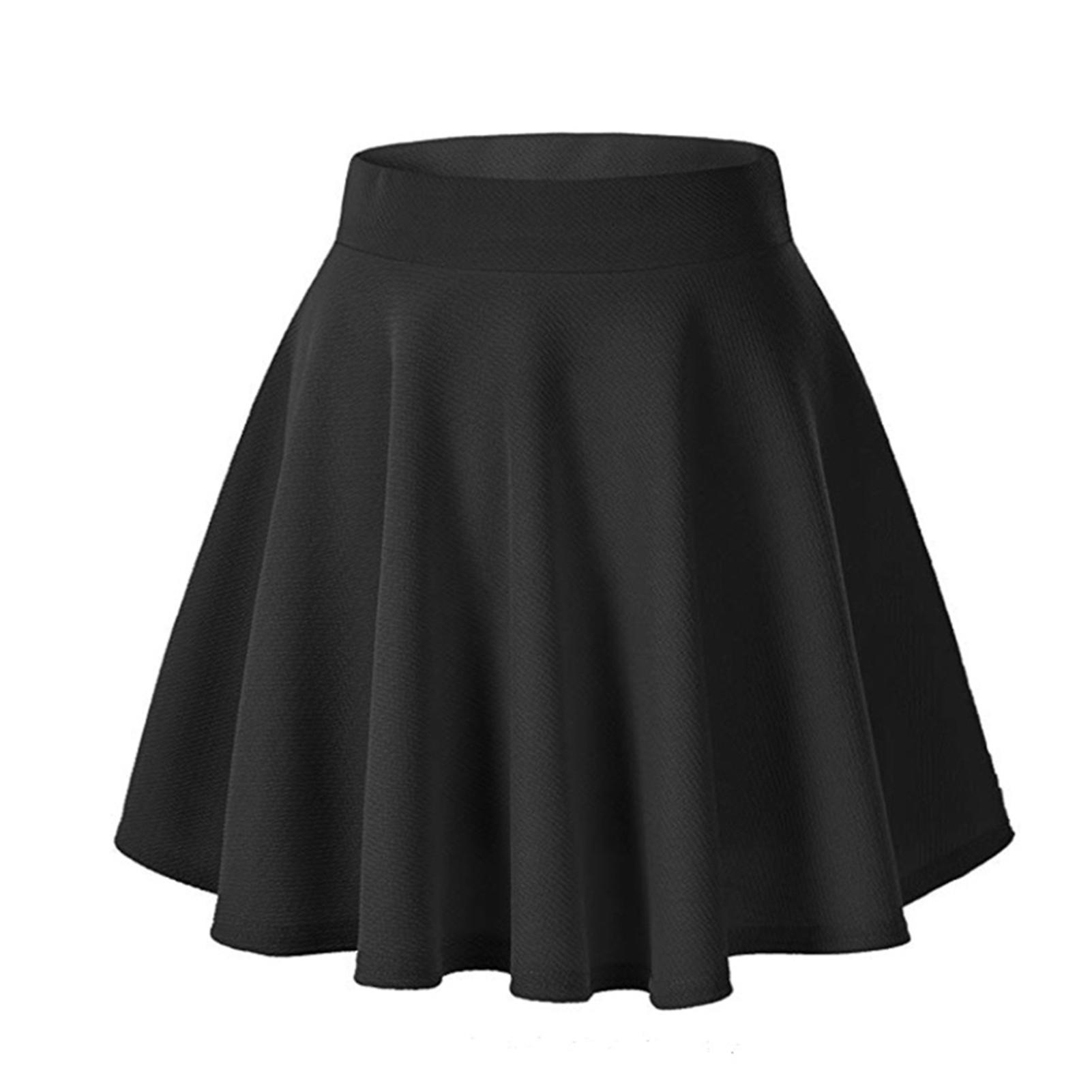 Women's Basic Flared Mini Skirt 6 Sizes Versatile Stretchy Casual Short Skirt
