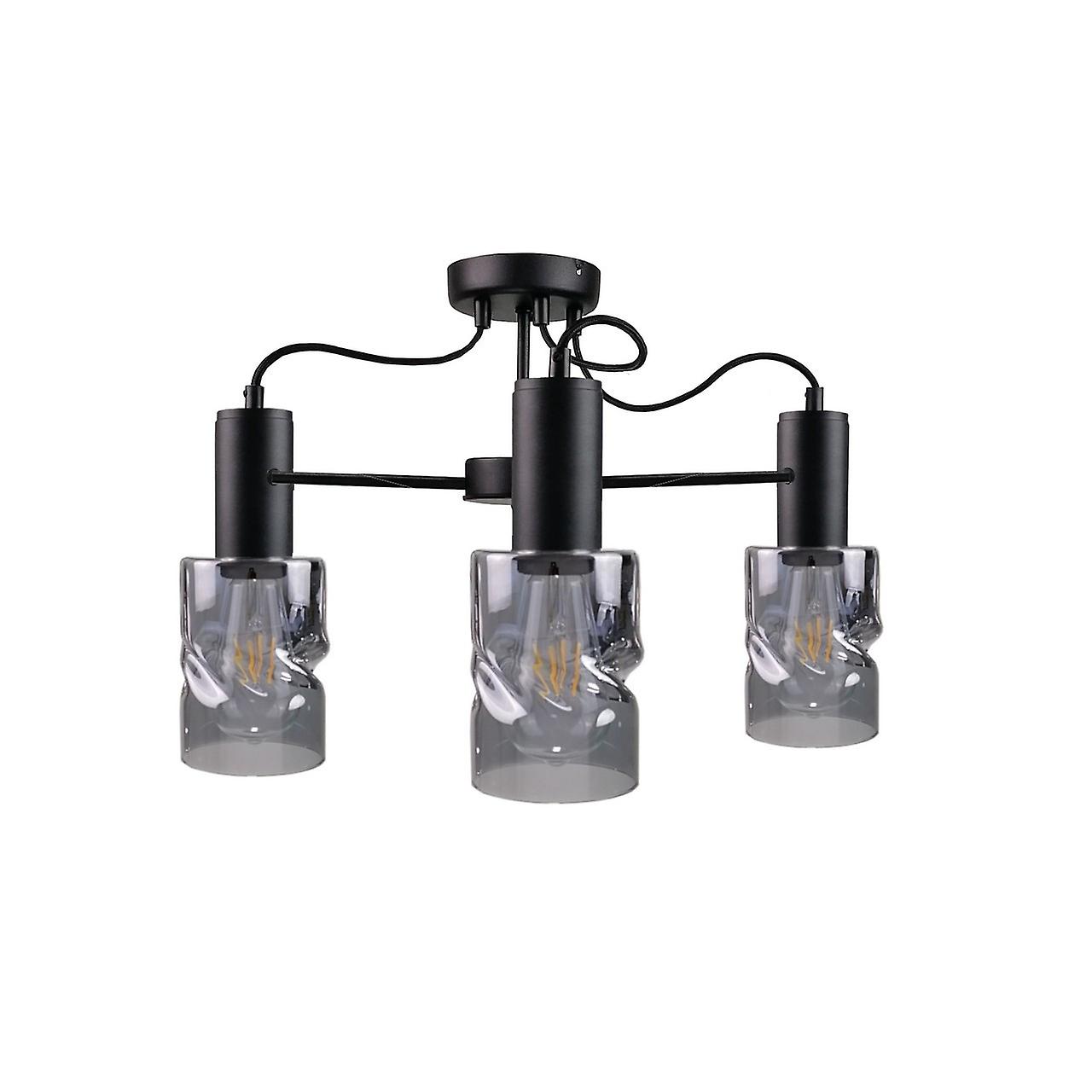 Inger Multi Arm Semi Flush Ceiling Light Black, 60cm, 3x E27