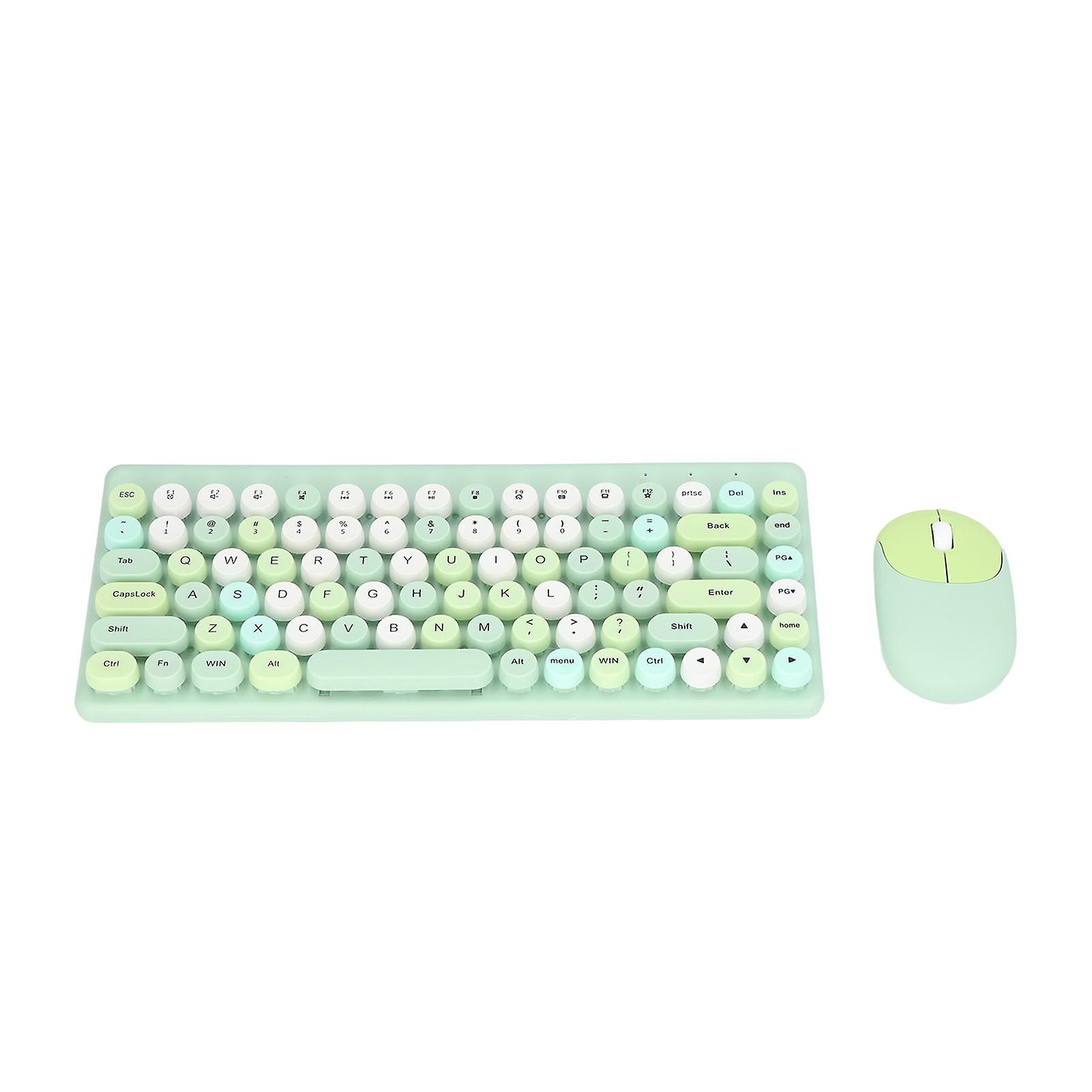 USB Keyboard Mouse Wireless Cute Mix Color 86 Keys Retro Round Concave Keycap 1200DPI Gaming Keyboard Mouse