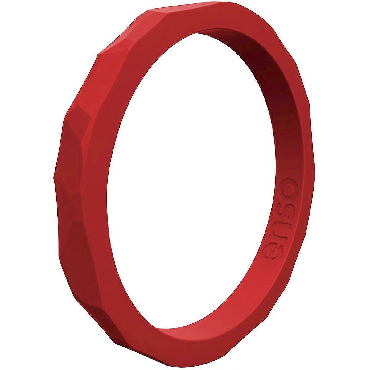 Enso Rings Hammered Stackables Series Silicone Ring - Red