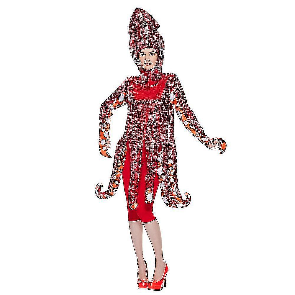 Funny Family Squid Costume Red Octopus Sponge Jumpsuits For Parent And Child Halloween Animal Costum
