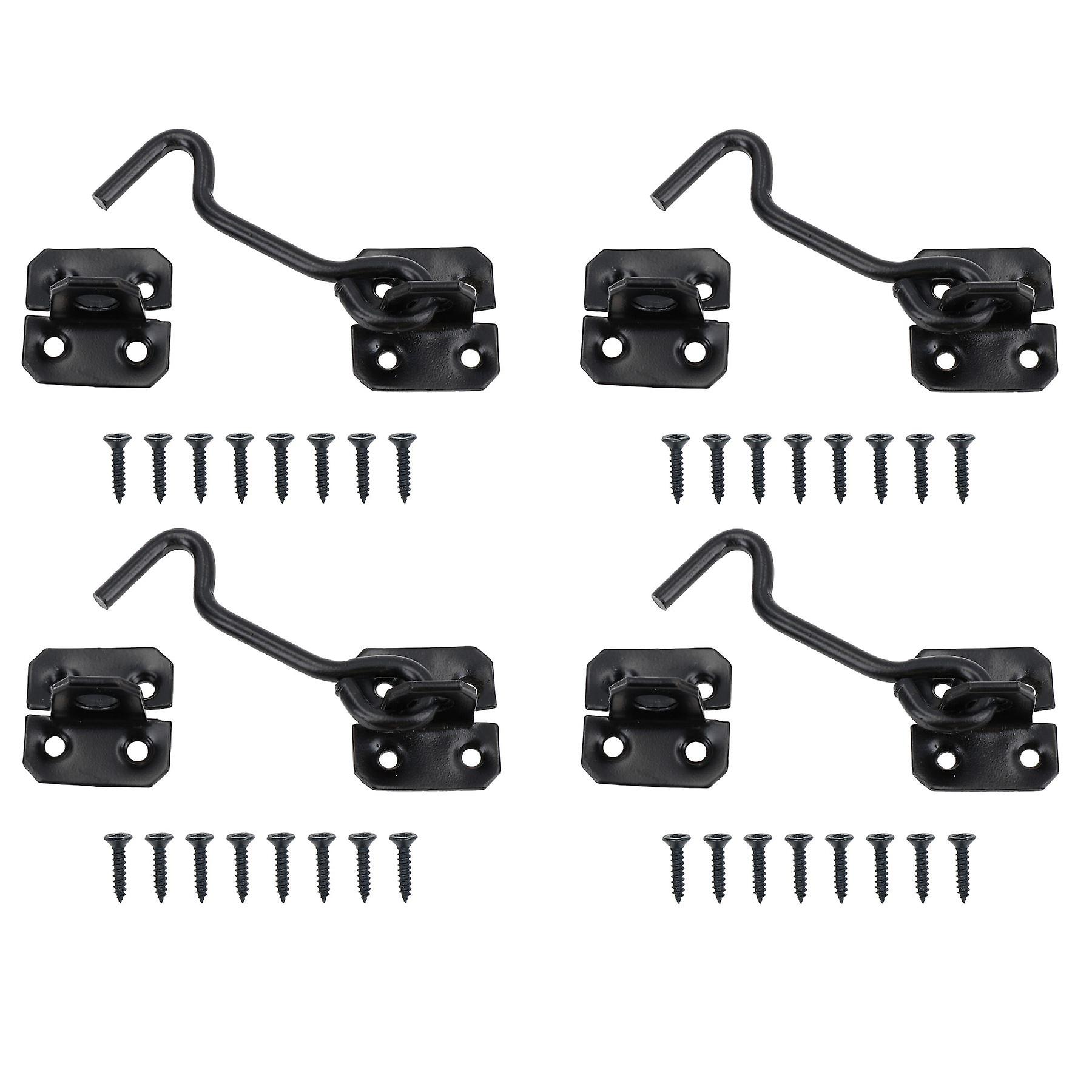 4” Cabin Hook Eye Latch Lock Catch Hold Back For Sheds Gates Hatches 4 Pack