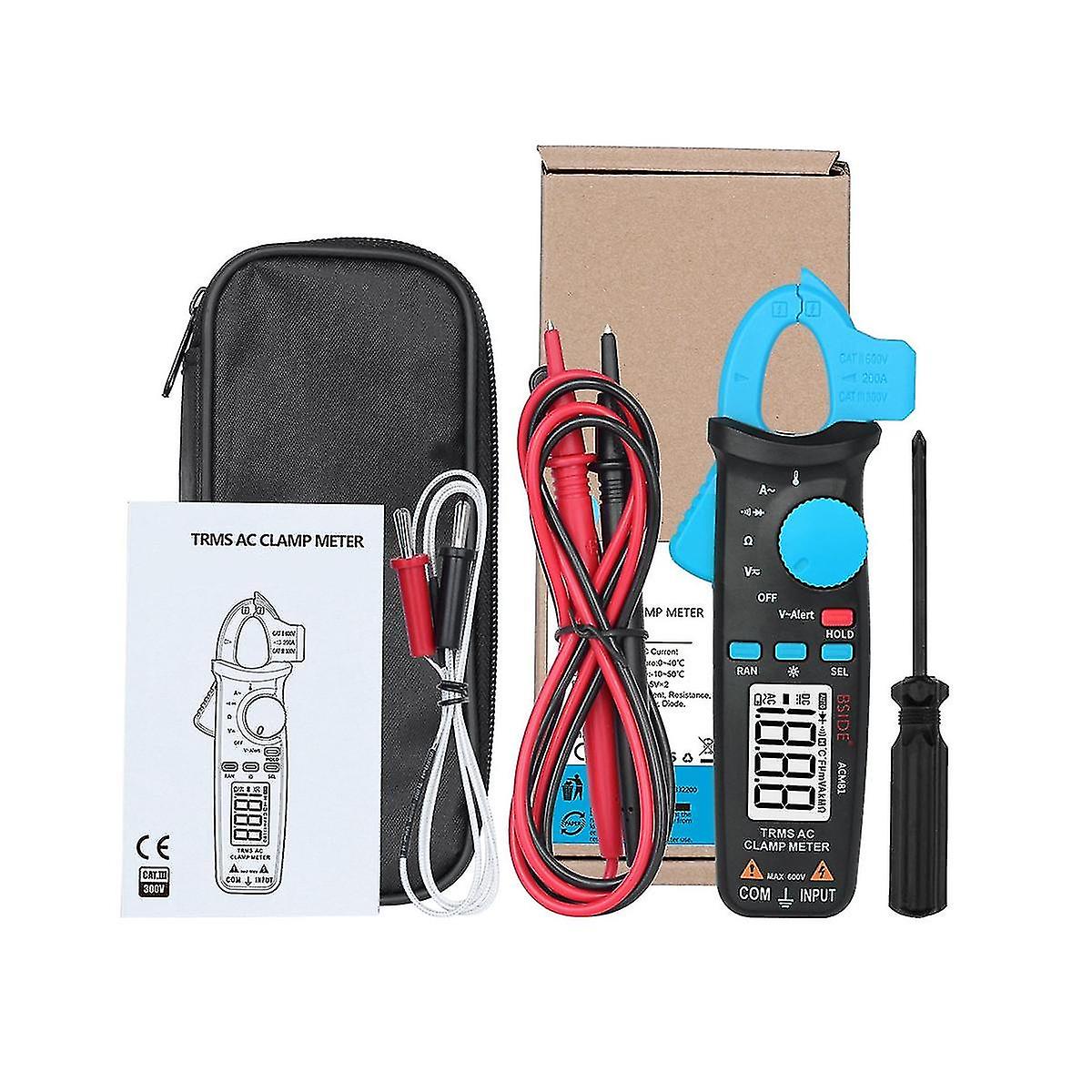Acm81 Digital Clamp Meter Auto- Trms 200a Current Dc Ac Multimeter Ohm Diode Temperature Ncv Tester Blue