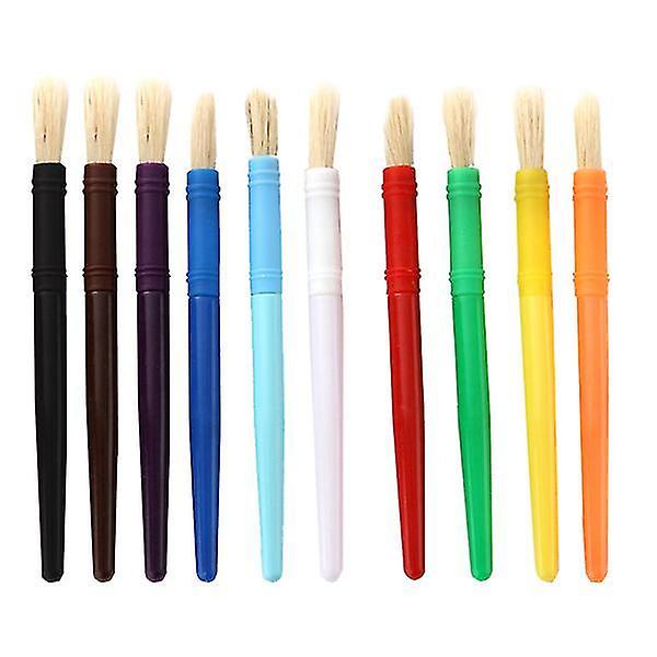 10pcs Wooden Handle Template Brushes Round Tip Paint Brush Watercolor Brushes