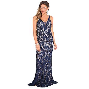 KRISP mujeres mujeres formal encaje Maxi vestido Bodycon estiramiento cola de pez tarde vestido de novia