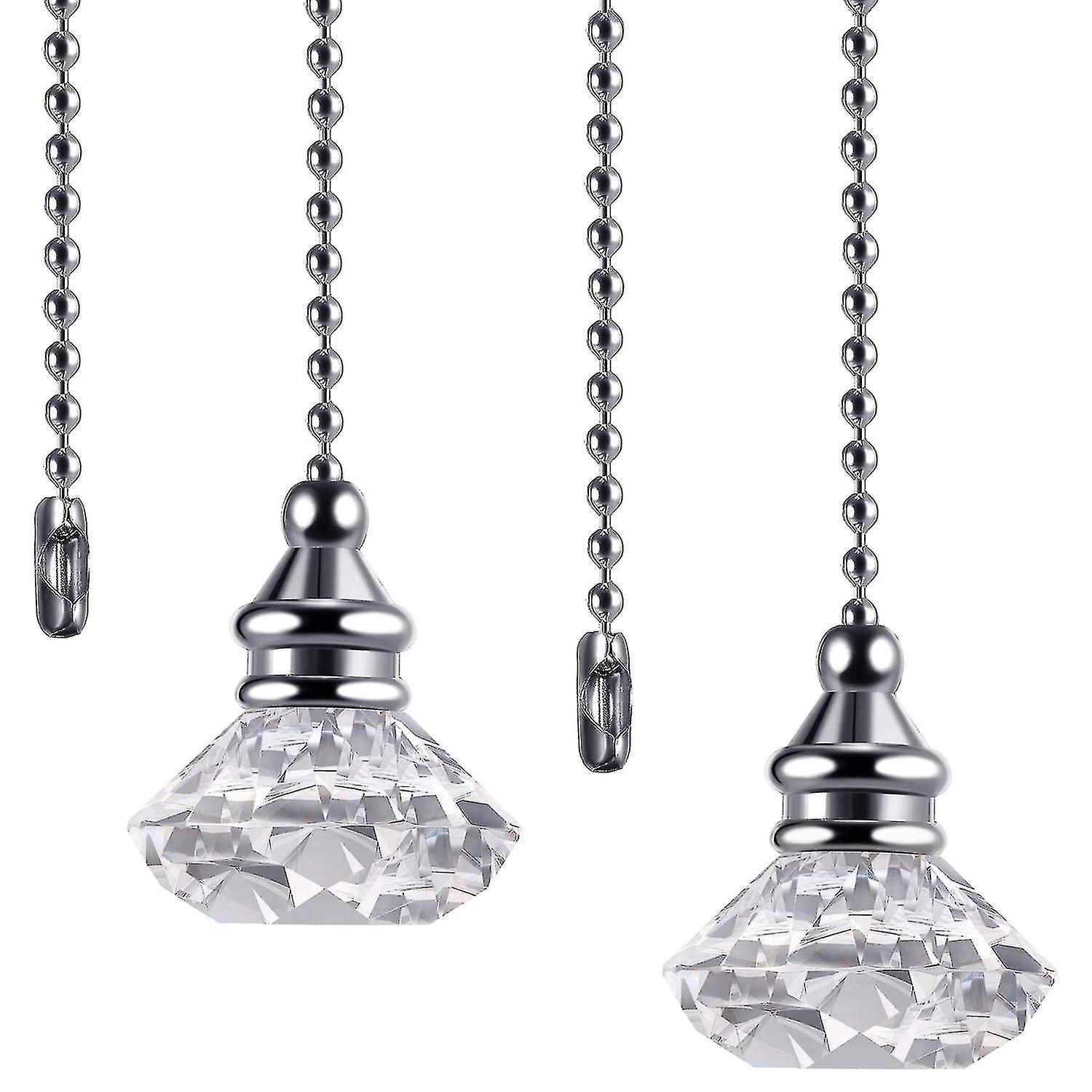 2 Pcs Crystal Pull Chains Ceiling Fan Chain Extension Fan Pull Chain Pendant 50cm Ceiling Fan Chain