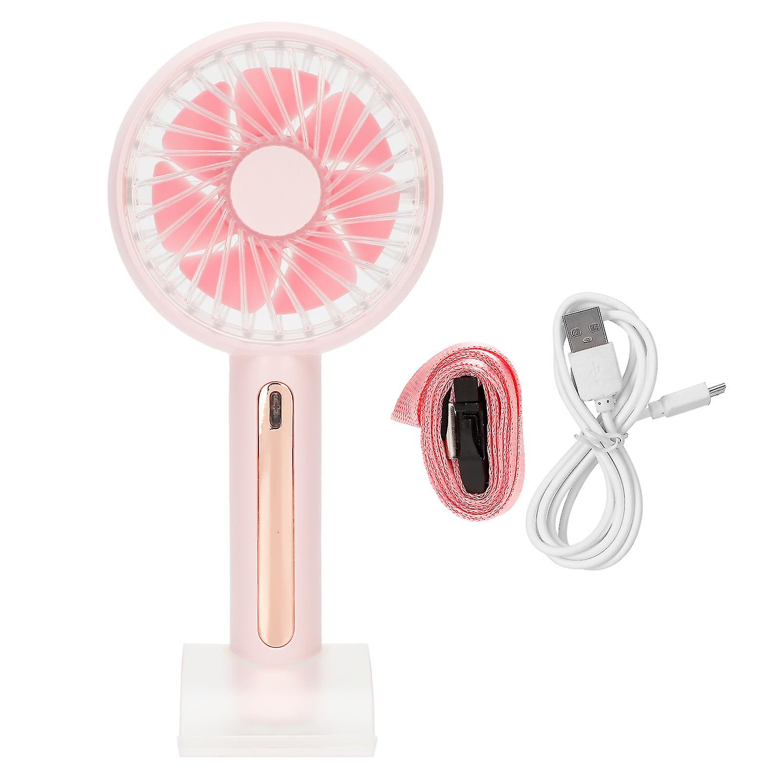 HandHeld Desktop Fan Desktop 15° Adjustable Mini Fan with Phone Stand 4 Wind Speed(Pink )