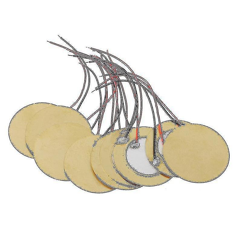 10pcs 35mm Piezo Elements Buzzer Sounder Sensor Trigger Drum Disc+ Wire Copper