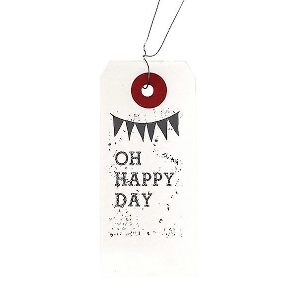 White labels + Wood stamps 'Oh Happy Day'