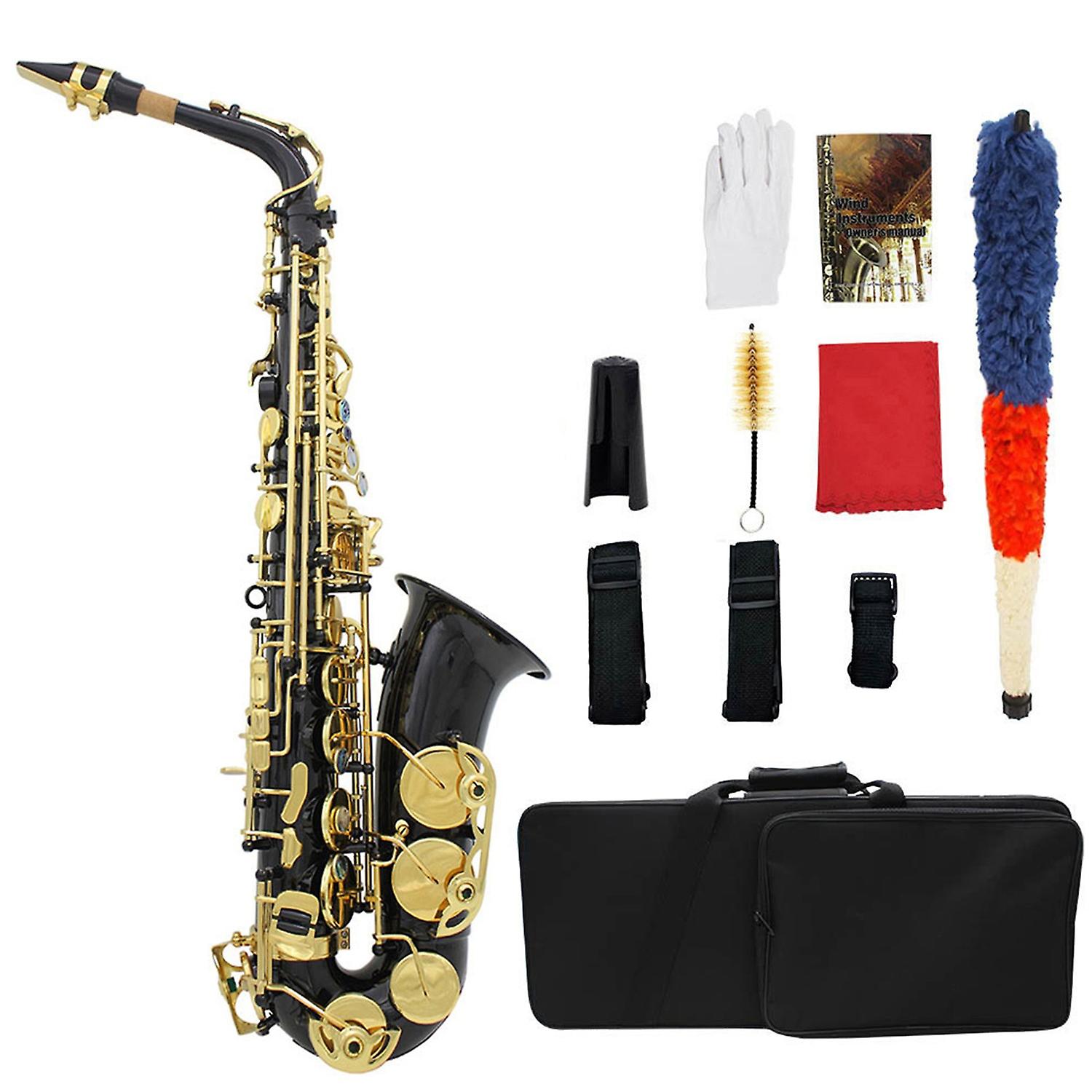 Laiton gravé Mib Mi bémol Saxophone Alto Sax Abalone Shell boutons Instrument à vent avec étui gants C