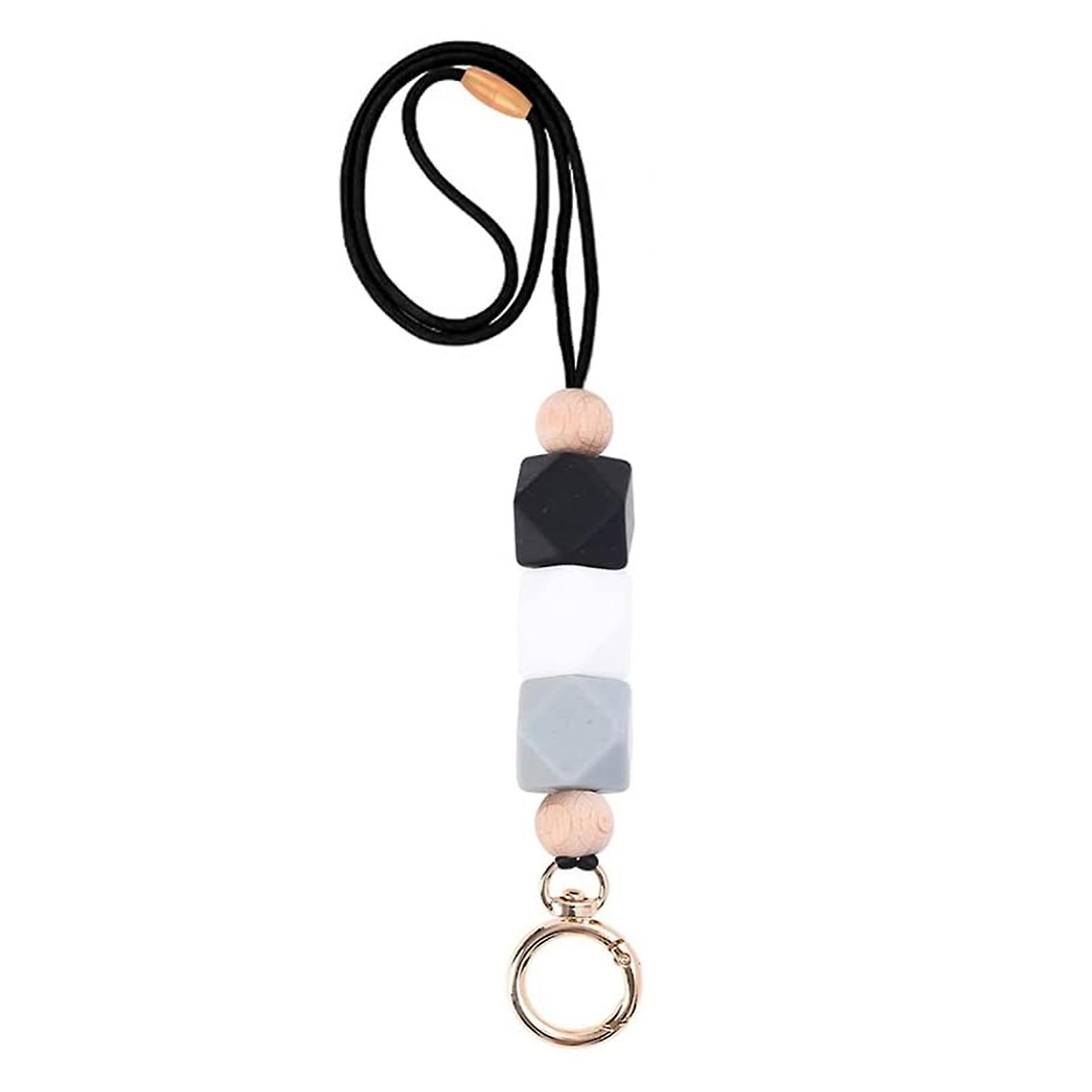 Id Badge Beaded Lanyard With Keyring Adjustable Size Rotatable Widely Used Id Card Holder Keychain Lanyard