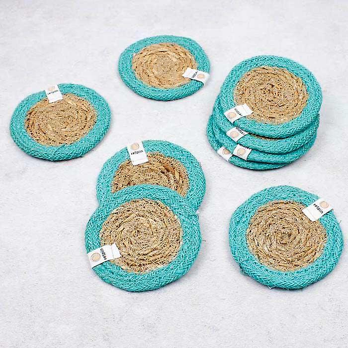 Seagrass & Jute Coaster - Turquoise
