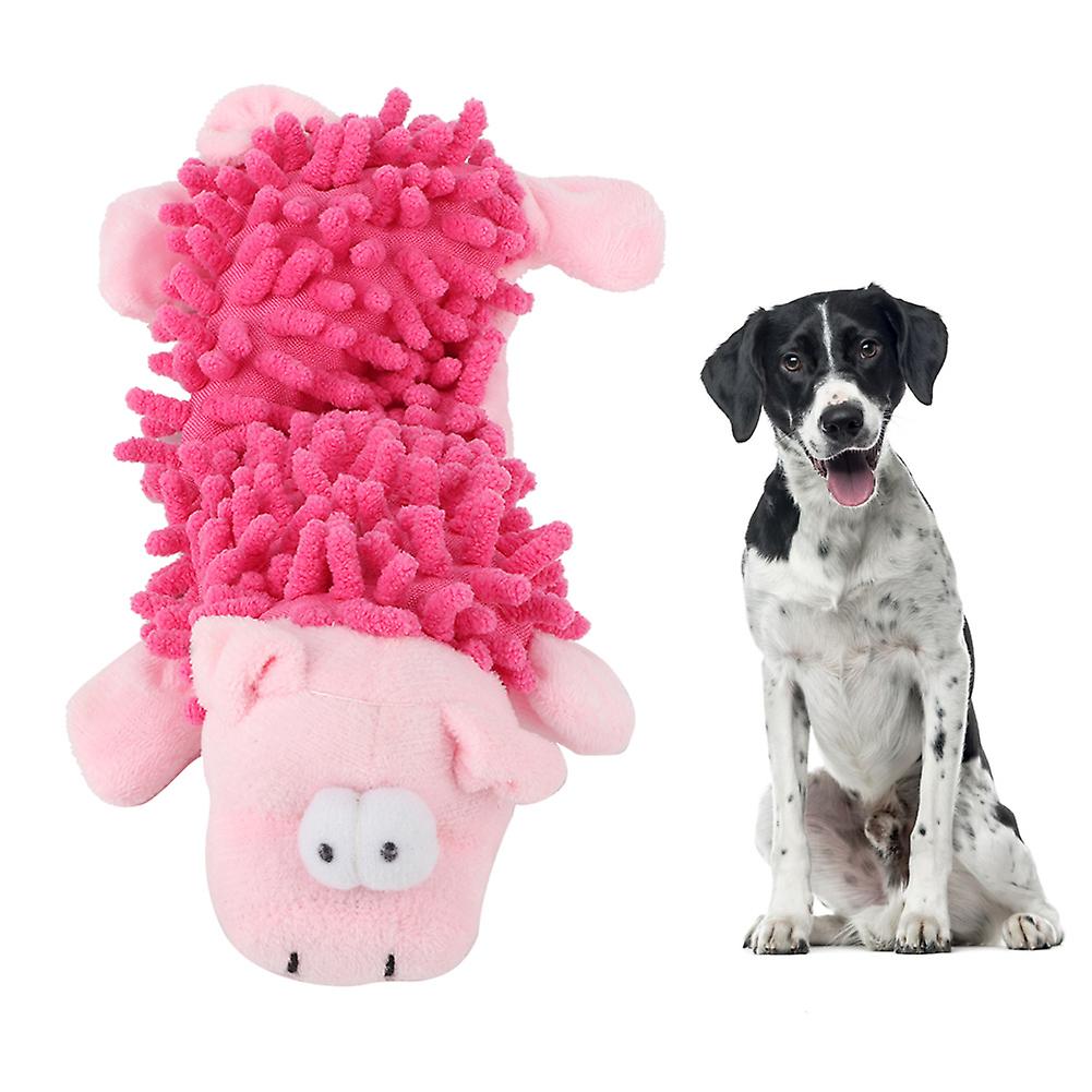 Jouet en peluche pour petit chien et chat, forme d'animal mignon avec dispositif sonore pour les molaires, jeu de morsure de cochon rose