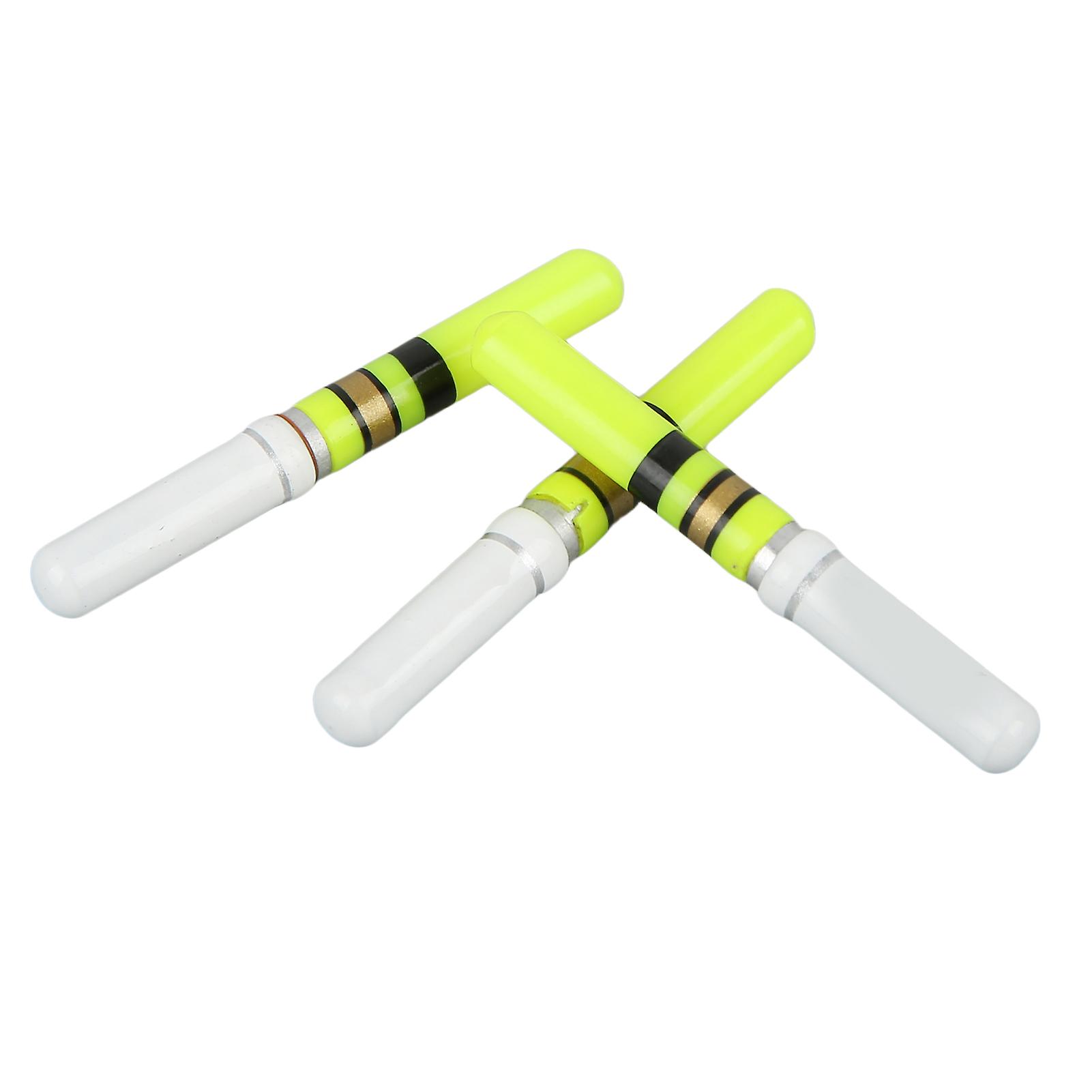 3Pcs Cylindrical Night Fishing LED Float Luminous Glowing Float Tail LED Light Stick ToolsGreen LED Fishing Floats