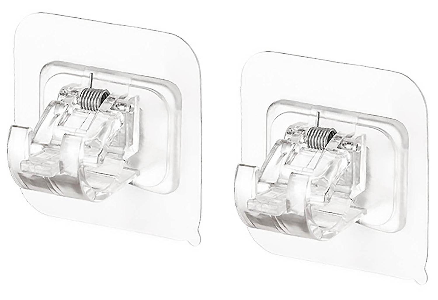 4 Pack Clear Fixing Clips Curtain Rod Self Adhesive Hook Holder