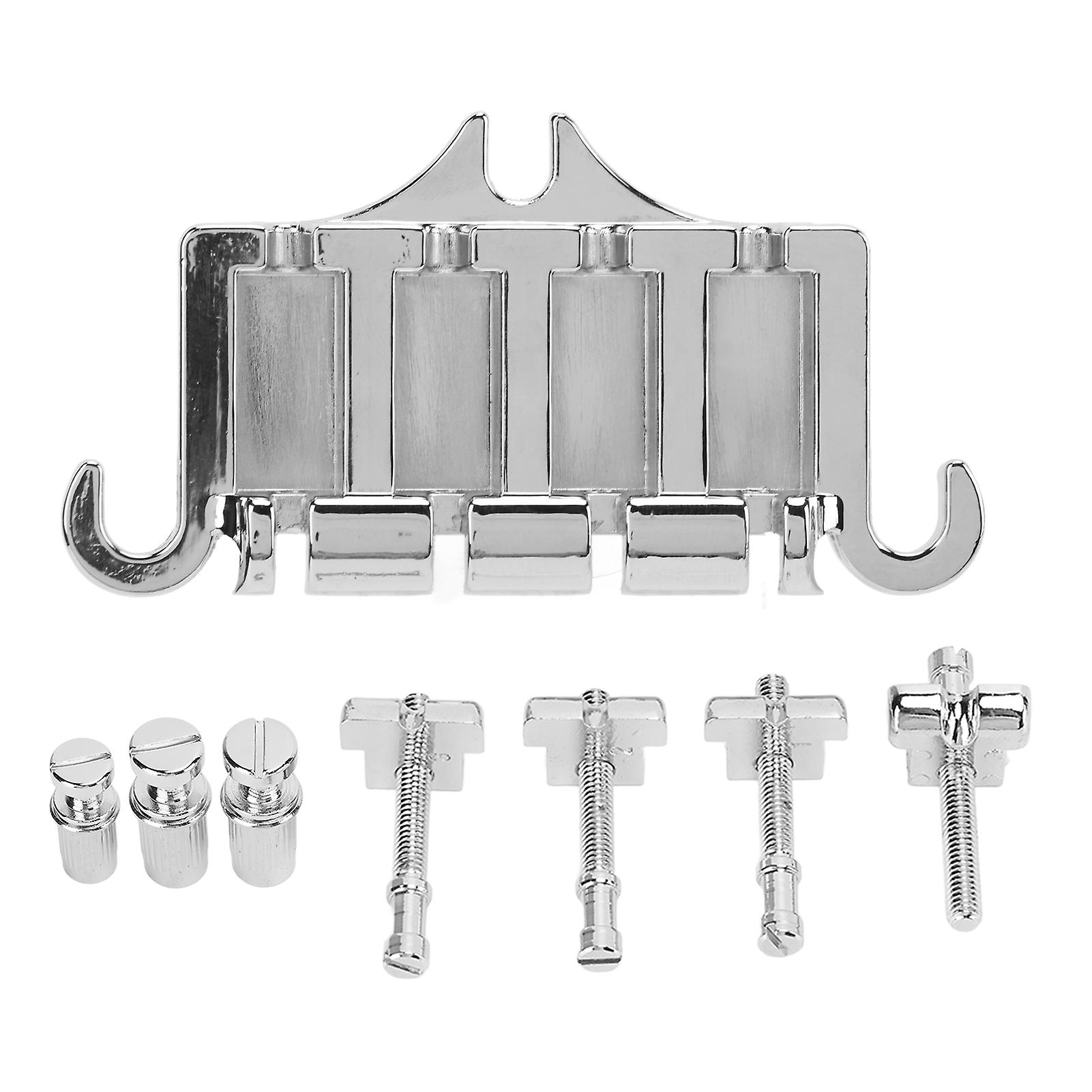Electric Bass Bridge 4 String Metal Bridge Tailpieces Guitar Replacement Parts with Screws