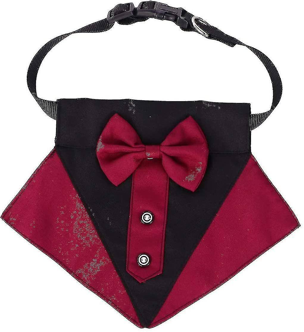 Formal Dog Tuxedo Bandana Dog Wedding Bandana Dog Collar With Bow Tie Adjustable Small A-YUHAO