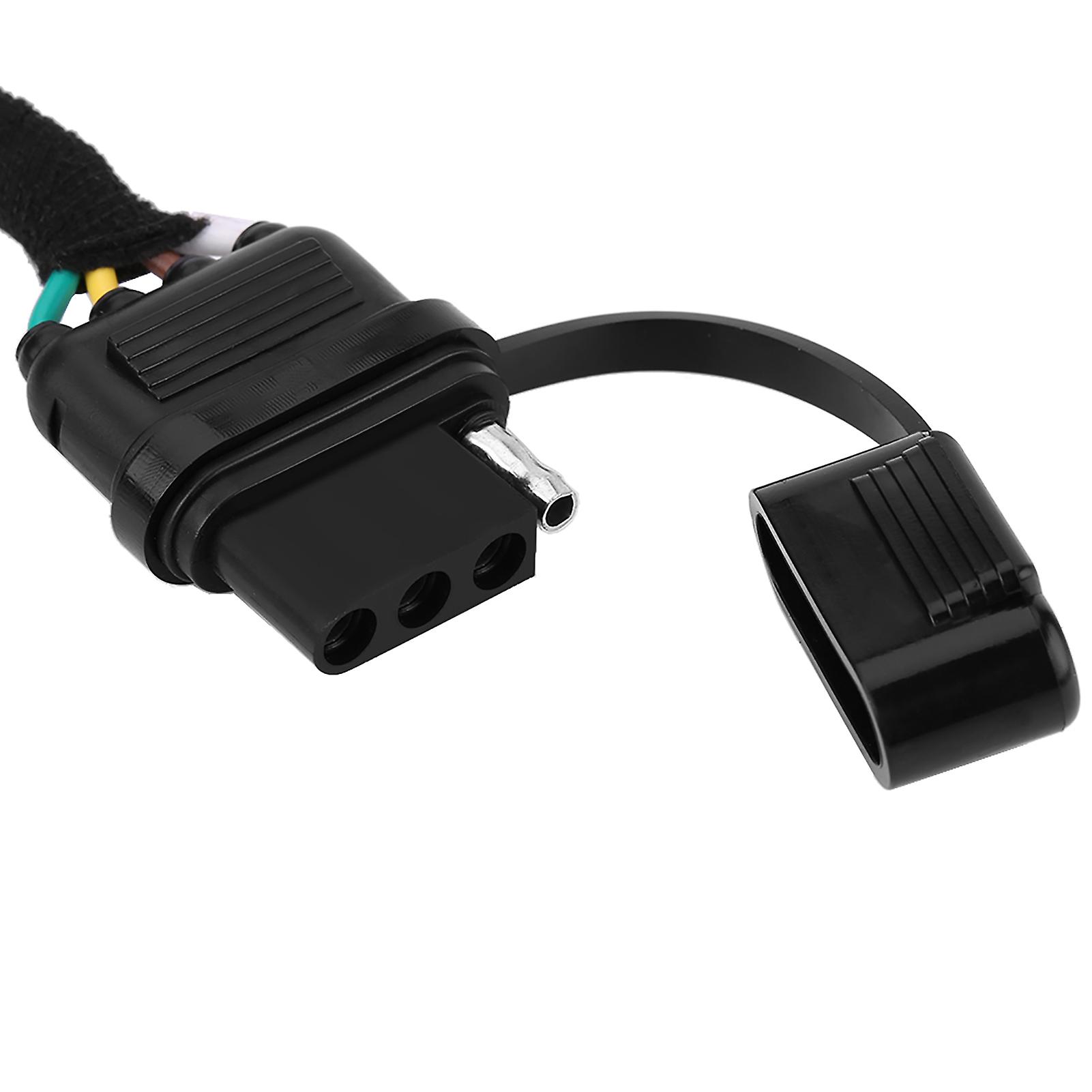 6-24V 7 to 4 Pin Trailer Adapter Black Plastic Round to Flat Socket