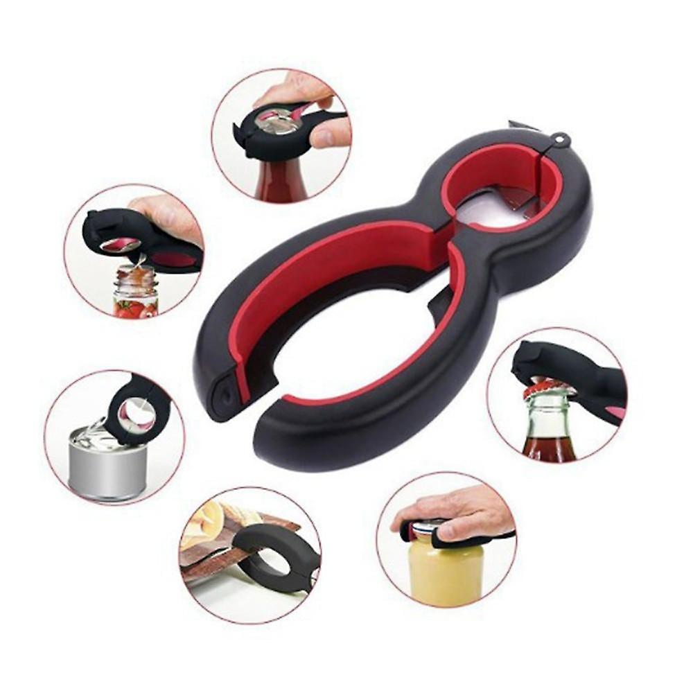 6 In 1 Multi Function Can Bottle Opener Jar Gripper Kitchen Tools