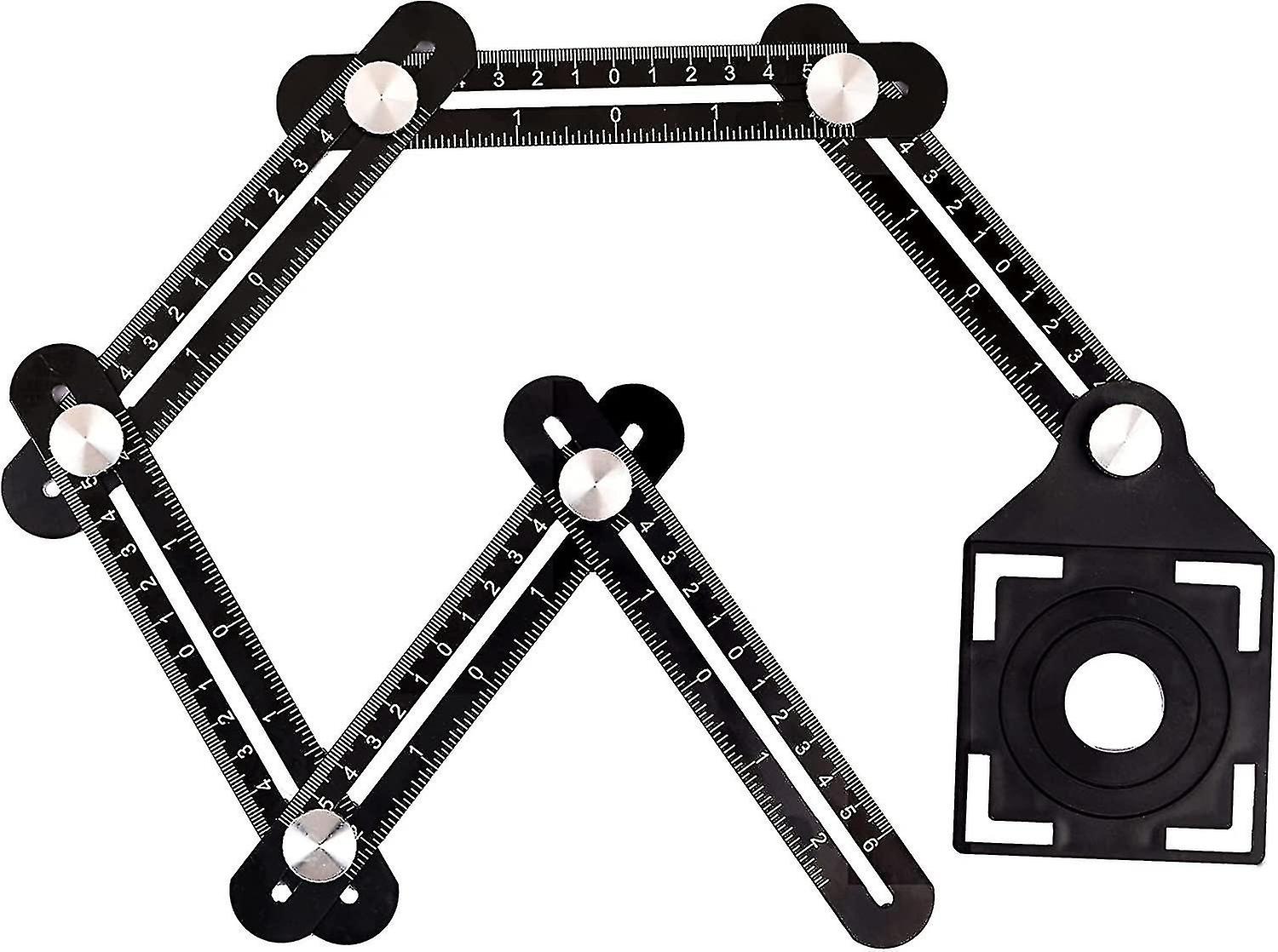 Six-Sided Jig Ruler - Multi-Angle Measuring Ruler with Ceramic Tile Drilling Guide