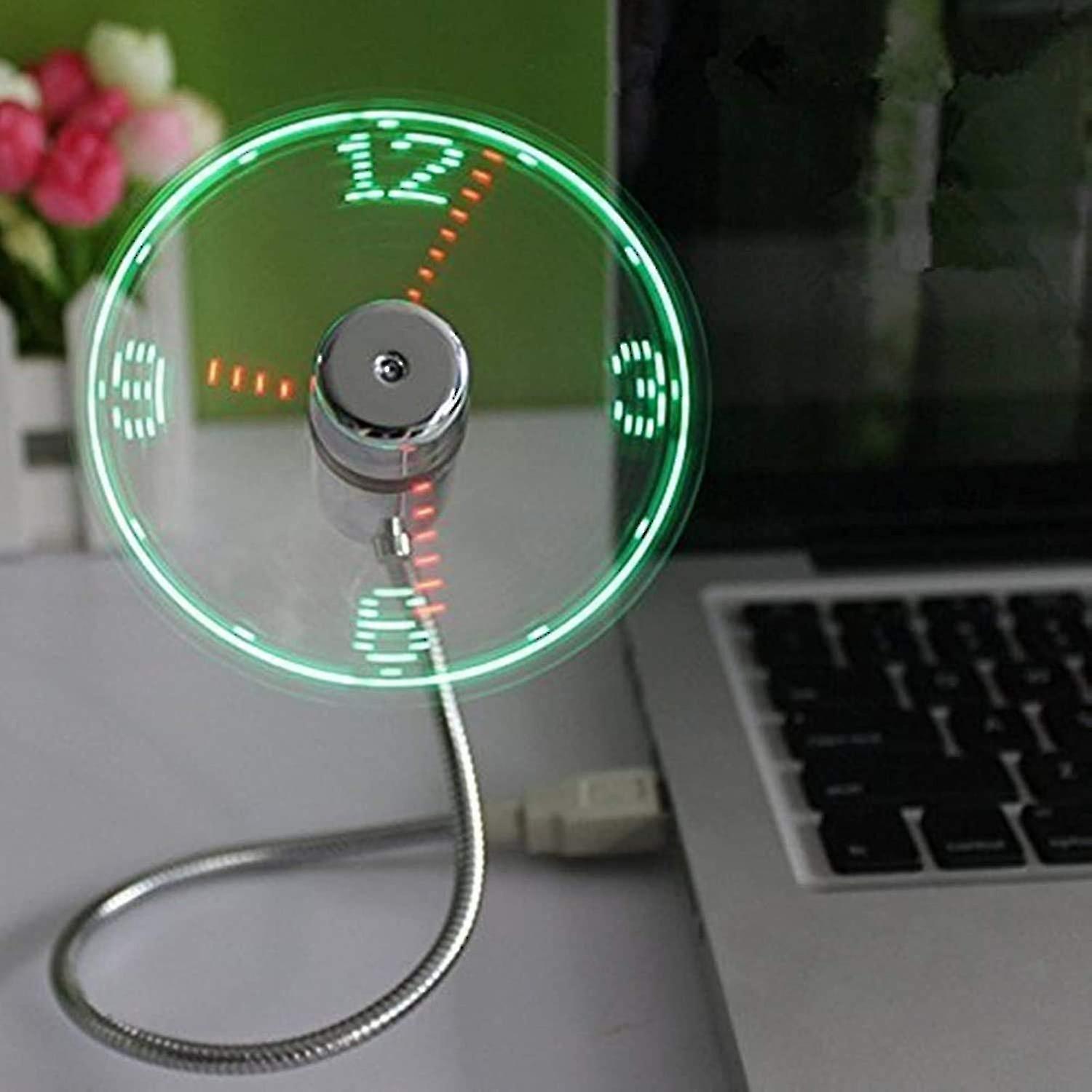 USB Clock Fan with Real-Time Display Function - Silver