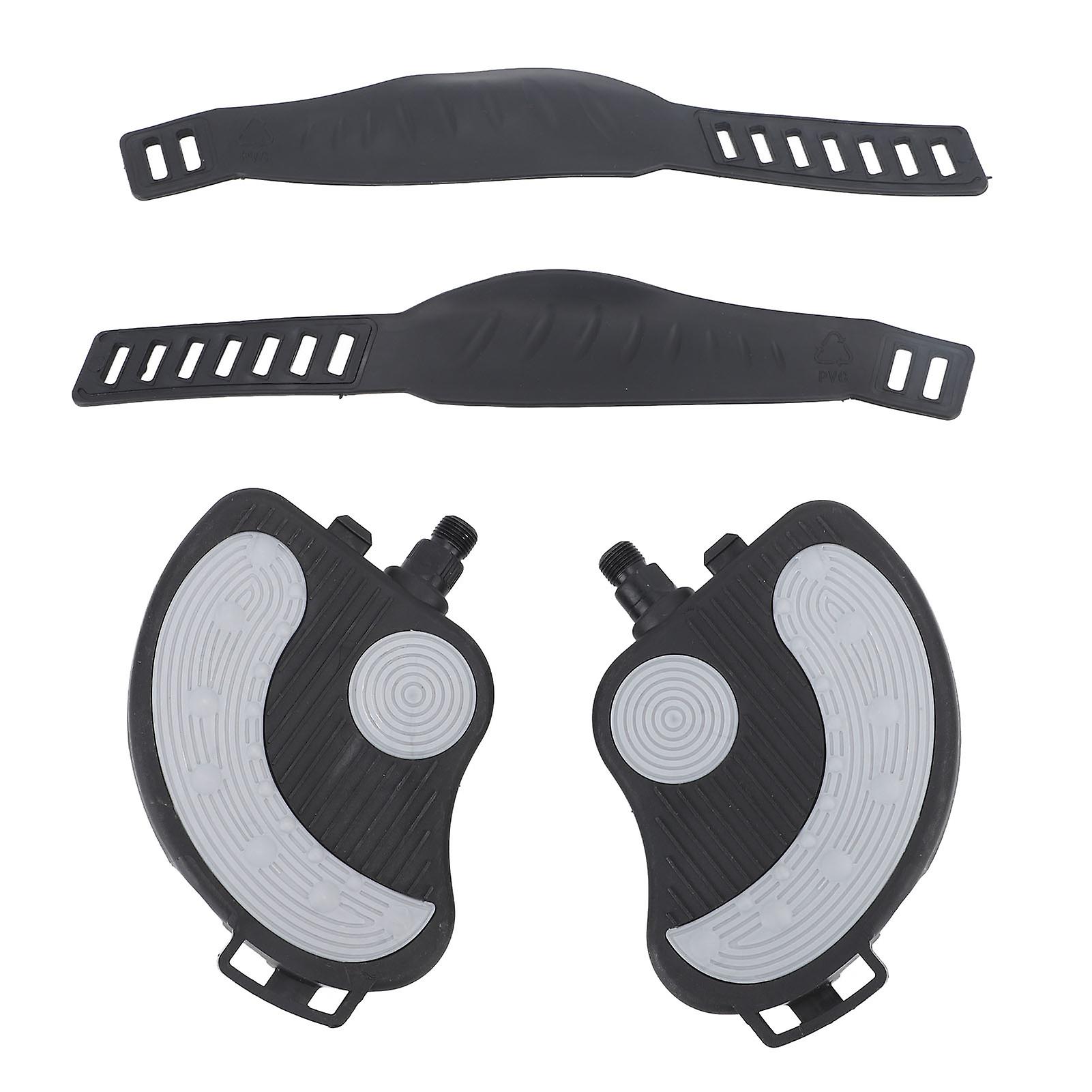 Lot de 2 pédales d'exercice avec sangles en polypropylène, PVC, acier inoxydable, universelles et réglables, pour vélo d'exercice à domicile