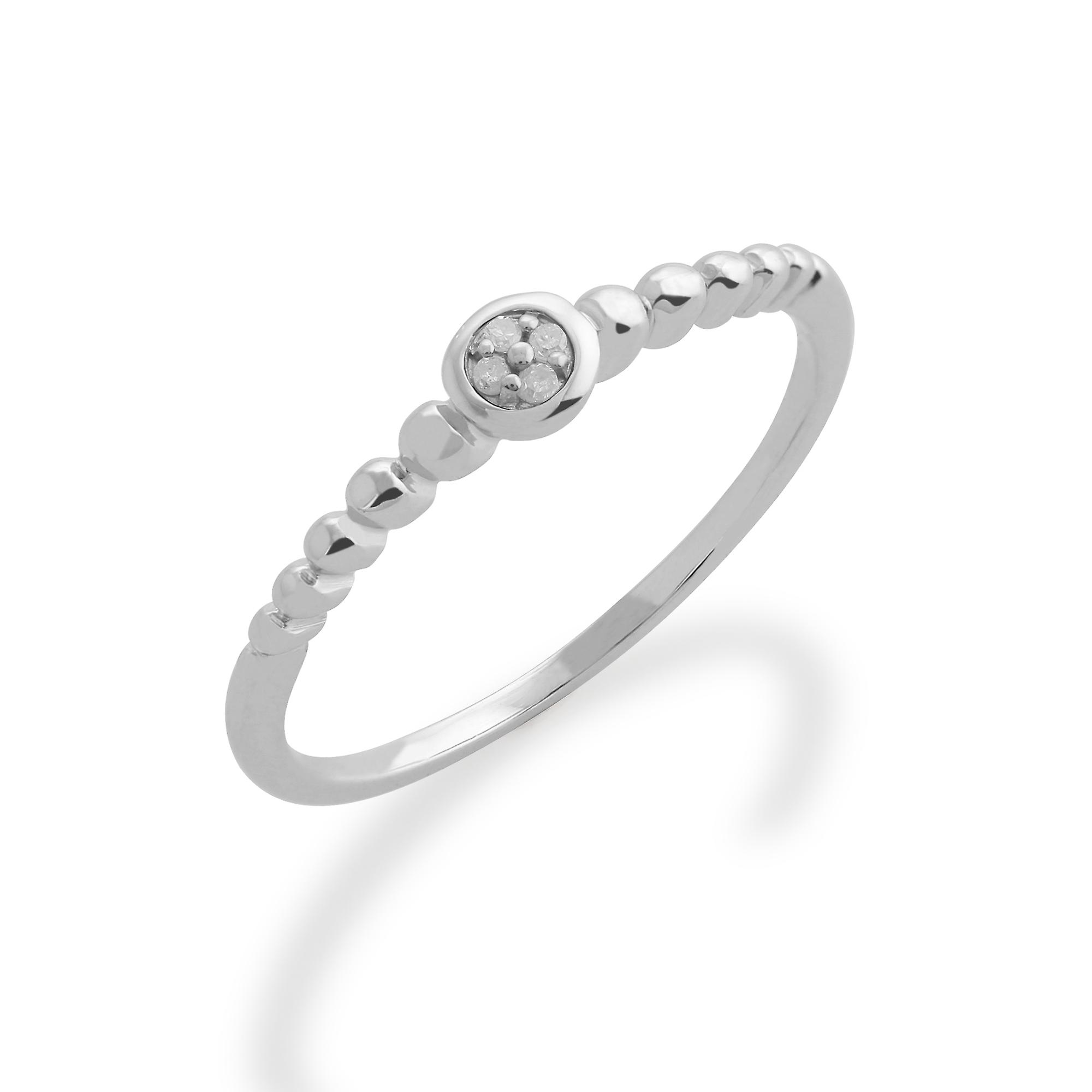 Essential Round Diamond Bezel Set Stack Ring in 925 Sterling Silver 253R484701925