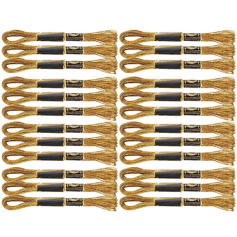 24 Skeins of Shiny Gold Braided Cross Stitch Embroidery Floss, Handmade