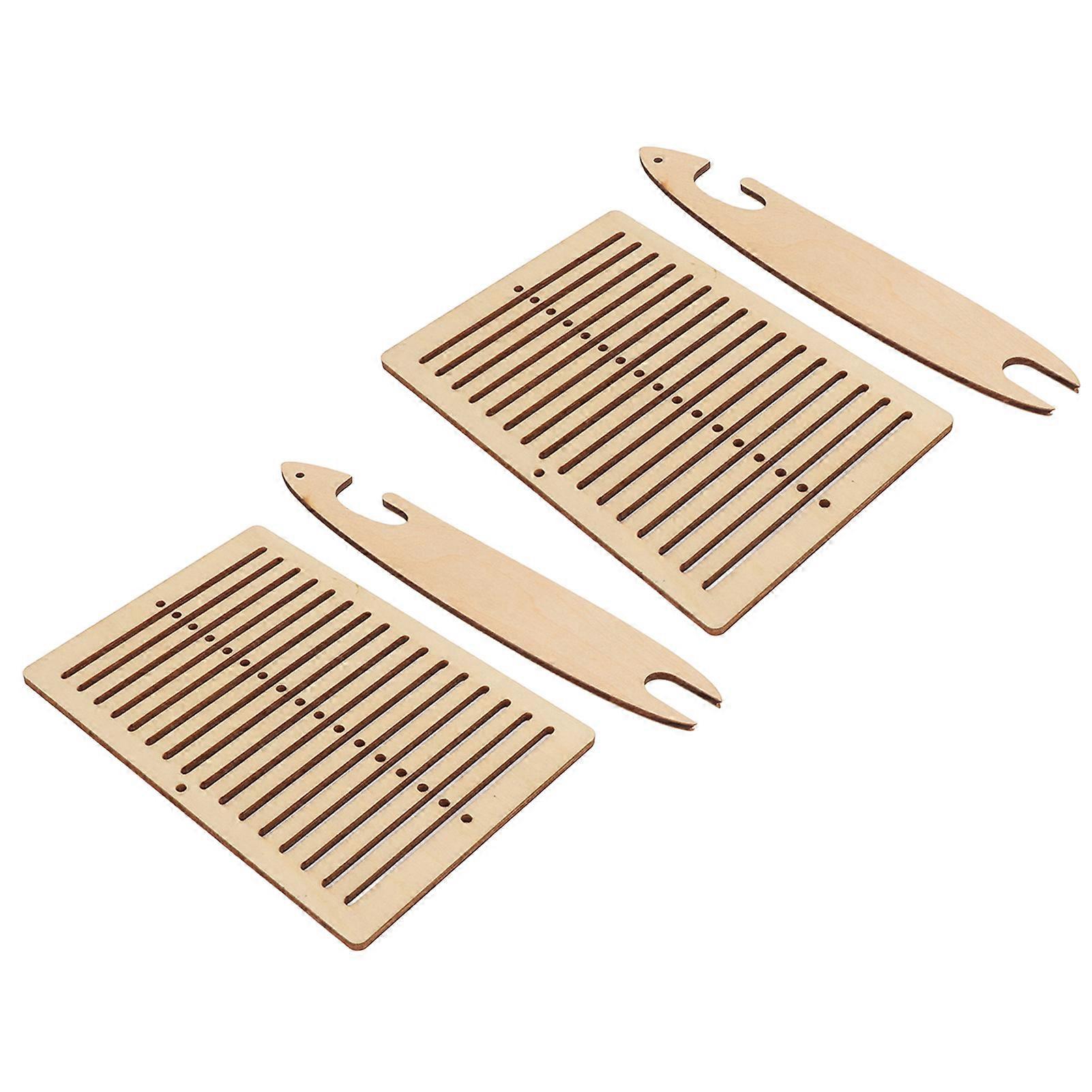 2 Sets Weaving Loom Poplar Wood Diy Making Educational Interesting Weaving Loom With Weaving Stick For Craft
