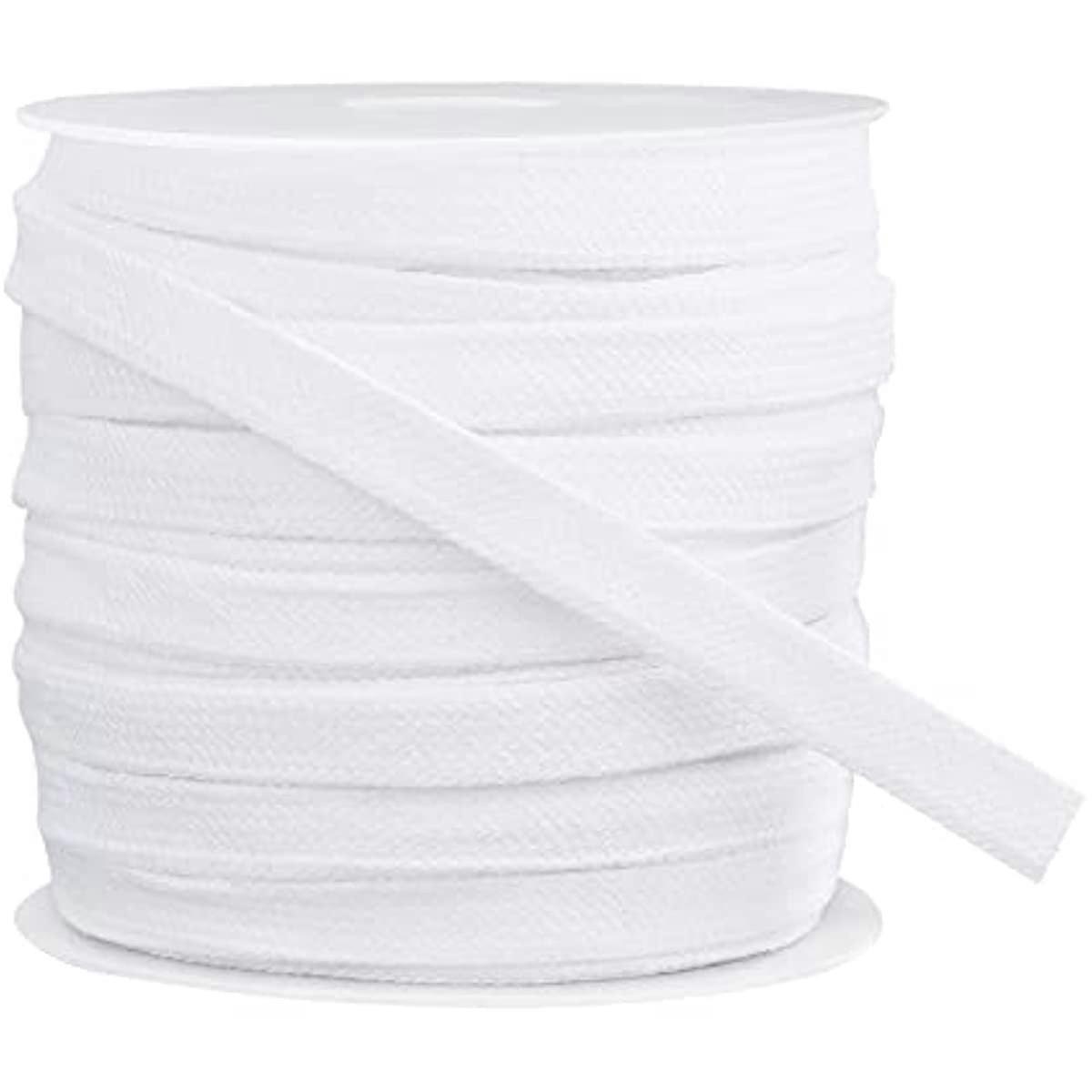 27 Yards White Flat Drawstring Cord Double Layer Soft Hollow Cotton Rope for Garment Accessories