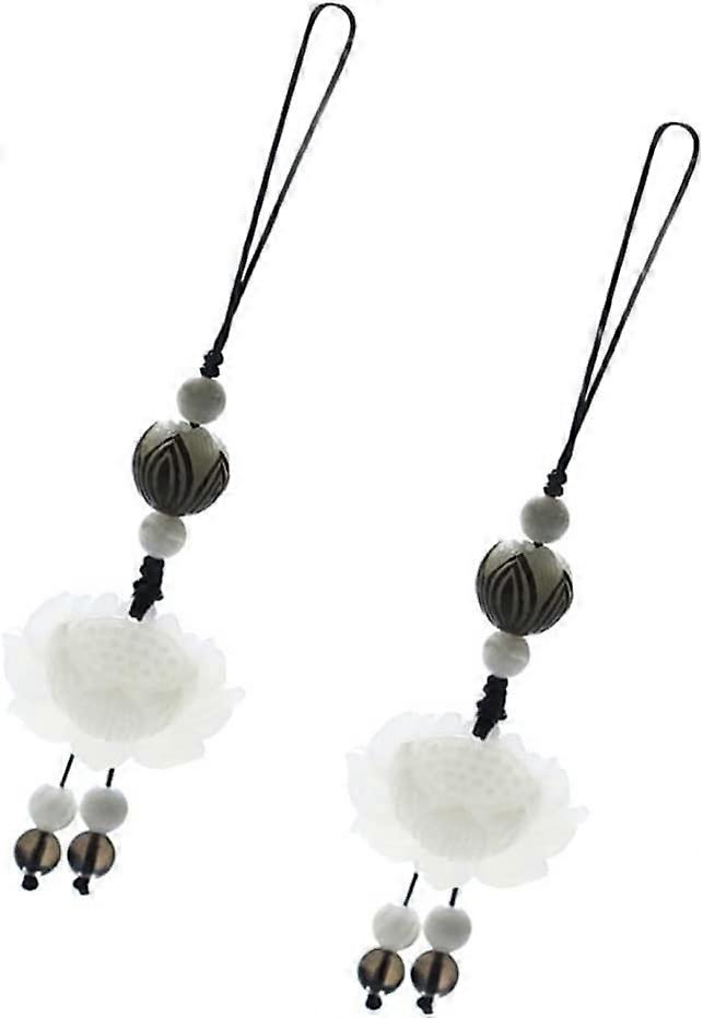 Jade Key Chains 2Pcs Hand- Woven Lotus Jade Key Rings Charms Decorative Keychains Phone Hanging Ornament for Kids Toy Home Decoration