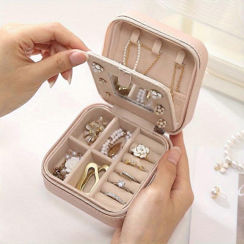 ミニマリストミニスクエアジュエリーボックス、軽量無地トラベルオーガナイザー、ポータブル防塵コンテナ