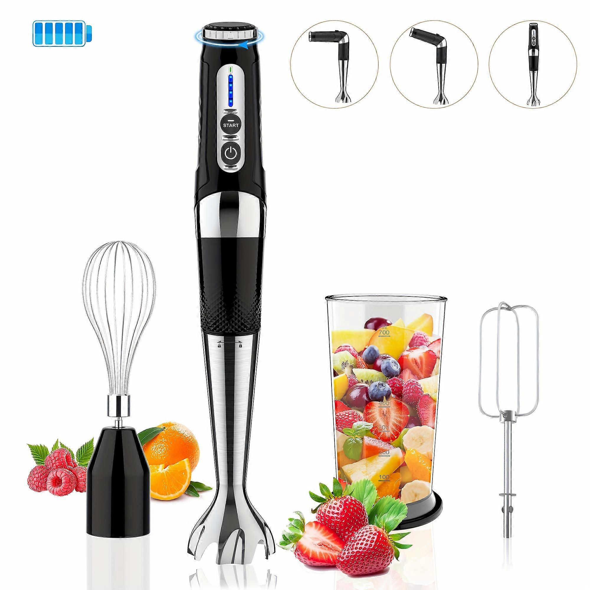 700ml コードレス イマージョン ブレンダー - 超ポータブル 3-in-1 充電式電動ハンド ブレンダー、21 の可変速度、3 角度調整可能ヘッド、ボヌ