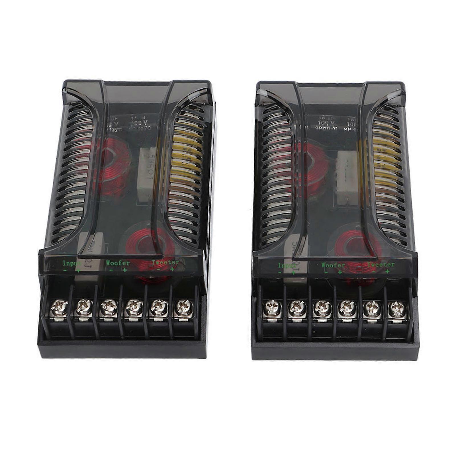 2Pcs 2 Way Car Audio Crossover Overcurrent Protection Universal Heat Dissipation Speaker Frequency Divider