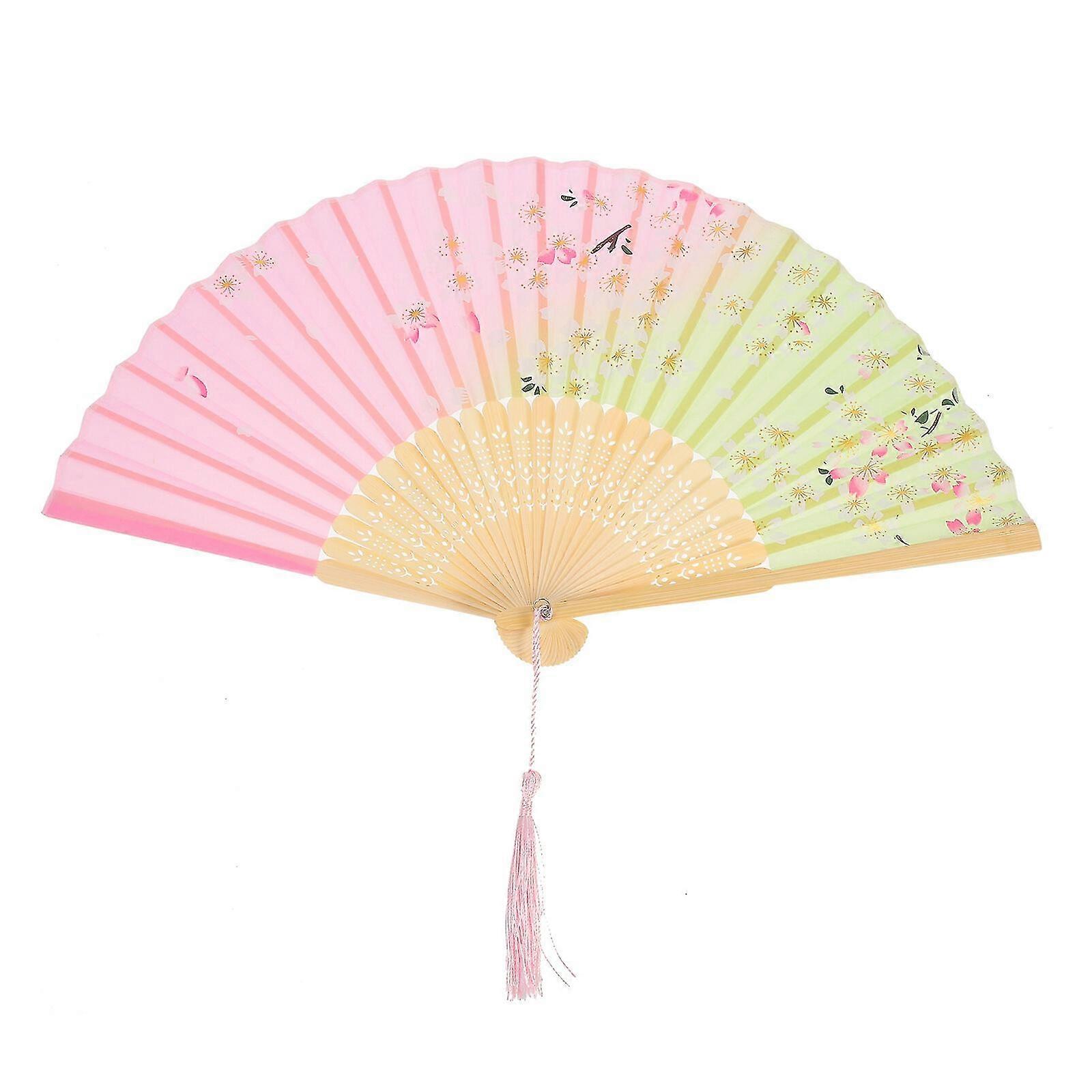 Chinese Style Folding Fan Bamboo Fan For Performance Antique Folding Tassel Fan