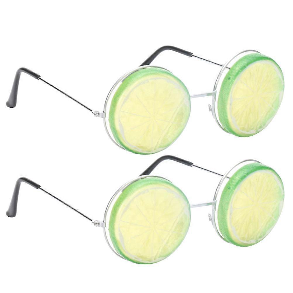 2pcs משקפי מסיבת חוף משקפי קוספליי מצחיקים משקפי מסיבה בצורת לימון אביזר צילום חתונה (ירוק)