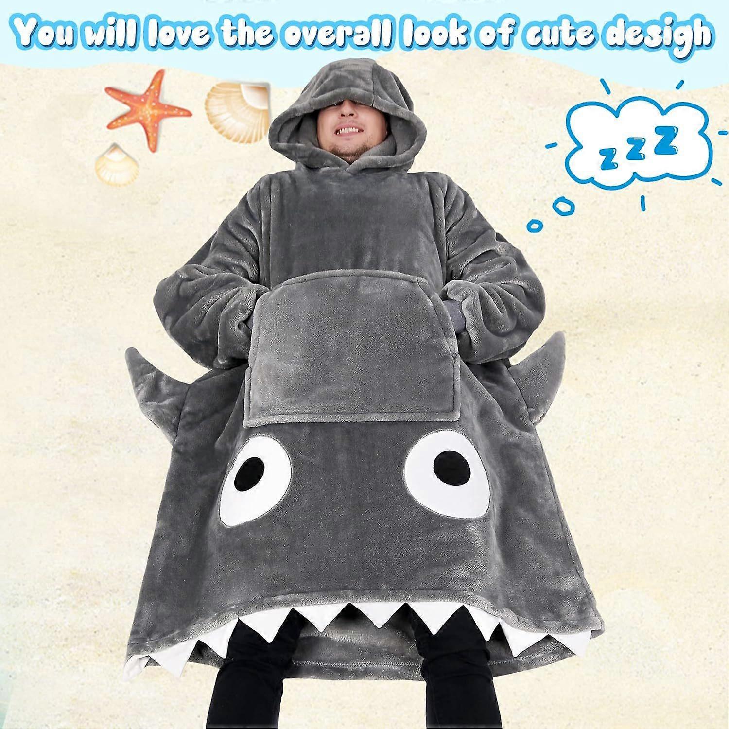 Cartoon Loose Pajamas Large Size Cloak Lazy Clothes Shark Big Pocket Lazy Clothes Pajamas