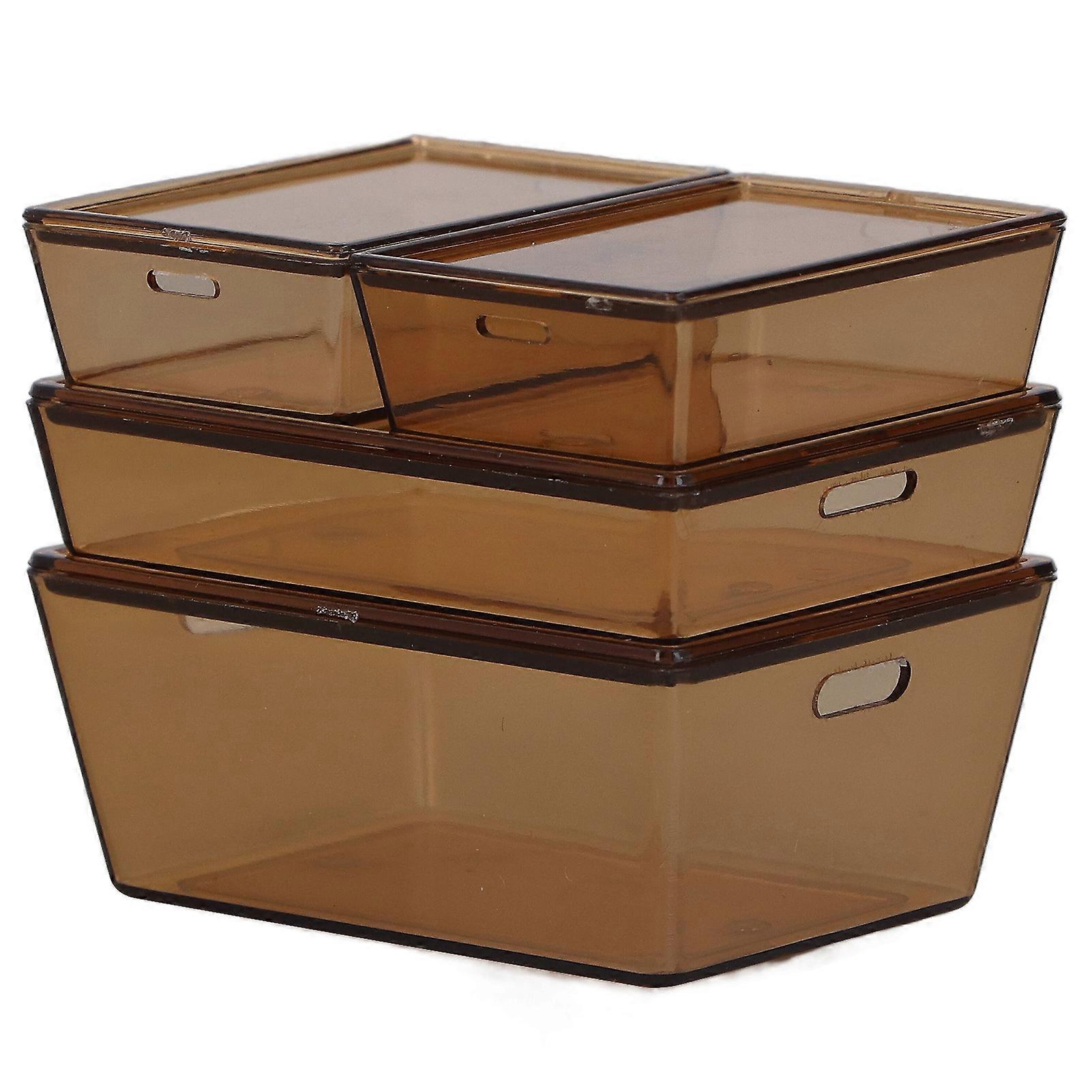 4pcs Dollhouse Storage Box Excellent Detail Fine Workmanship Abs Acrylic 1:12 1:6 Mini Stackable Container Amber