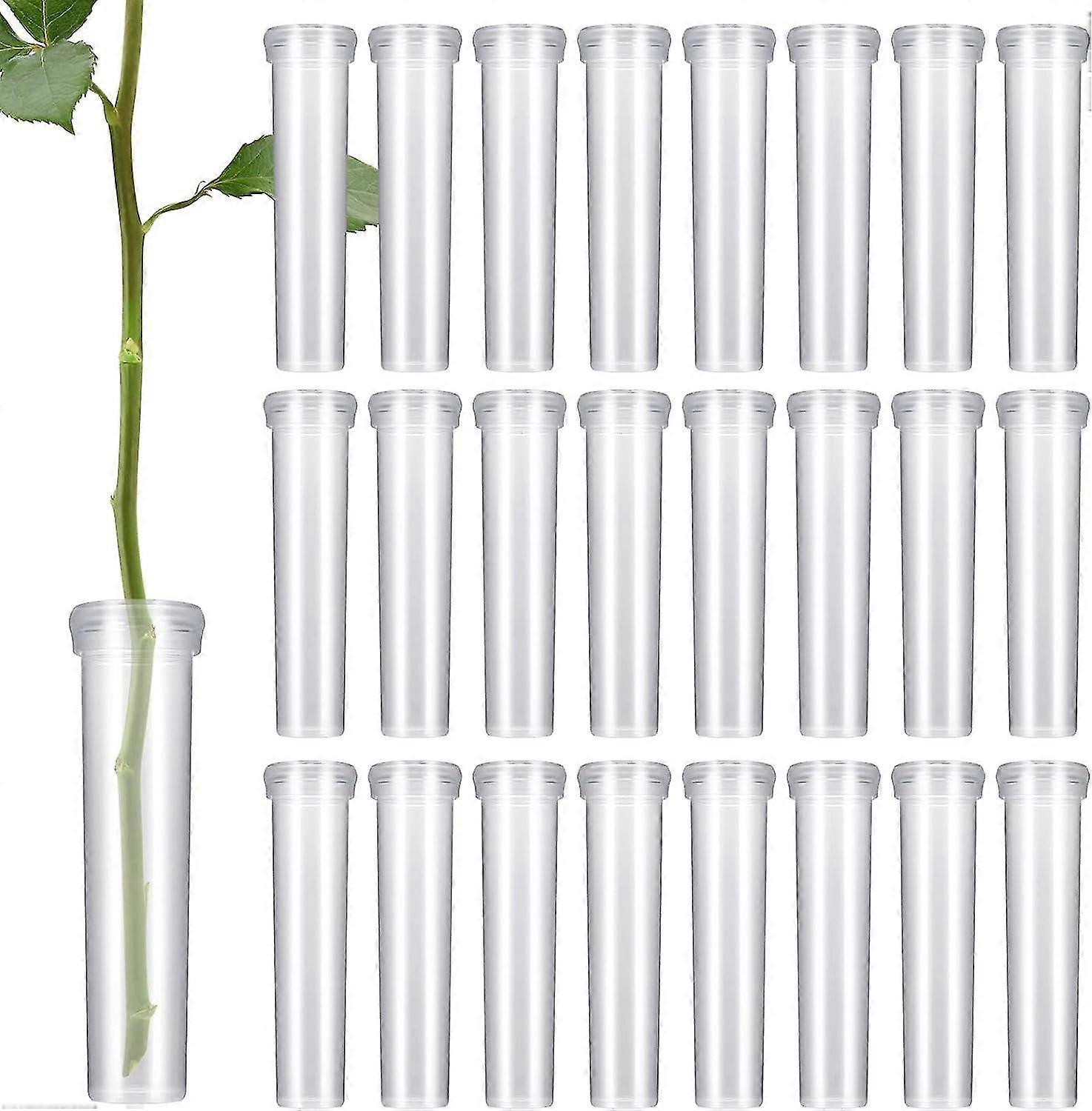 Confezione da 100 provette per fiori, provette per acqua di fiori con tappi, riutilizzabili e resistenti, trasparenti