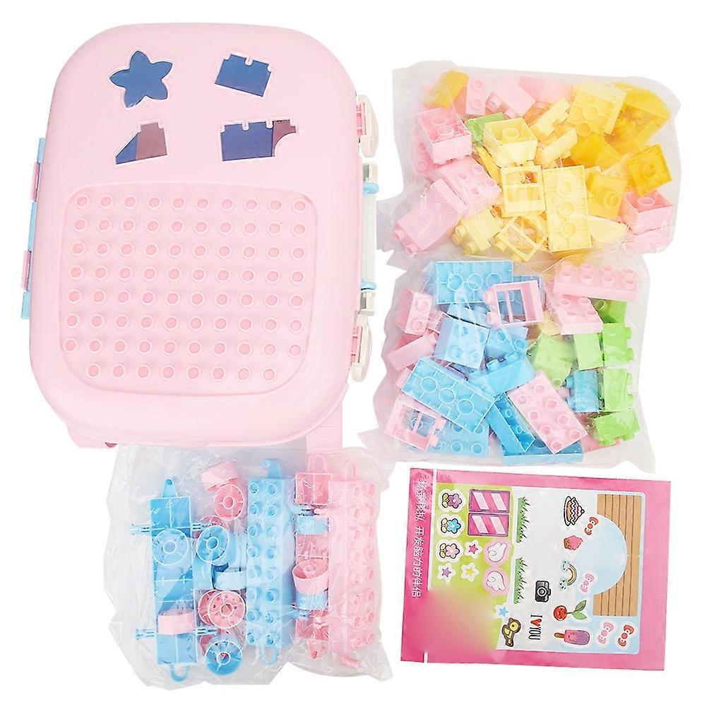 Children Plastic Cartoon Train Luggage Construction Block Educational Toys (92pcs Cat)